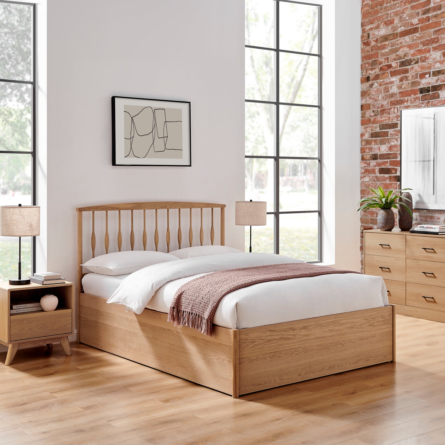 Juno Oak Ottoman Bed - Bridgnorth Furniture