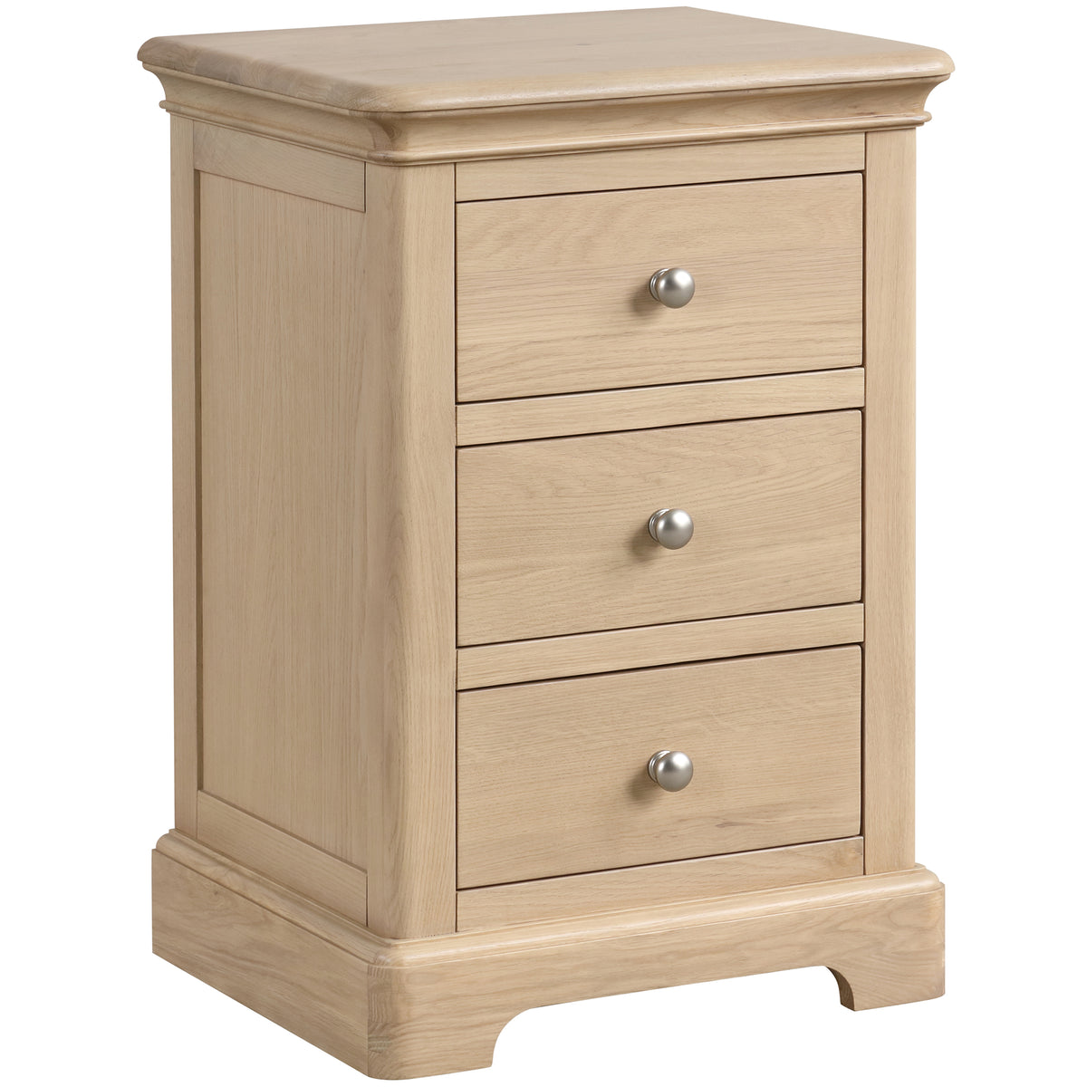 Stretton Oak 3 Drawer Bedside Table - Bridgnorth Furniture