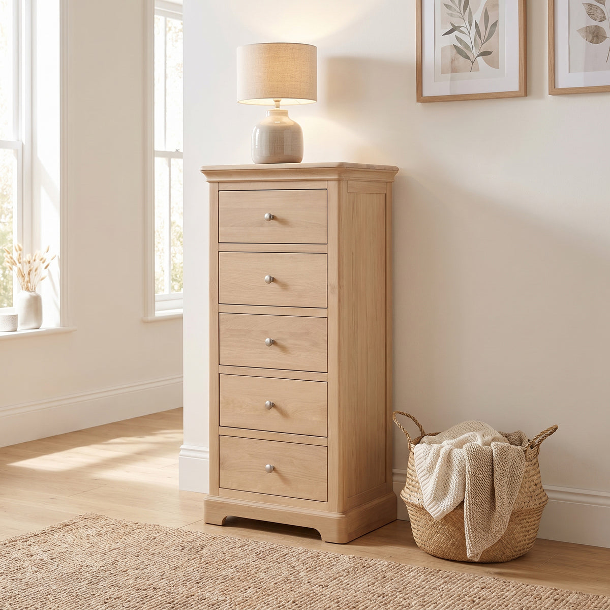 Stretton Oak 5 Drawer Wellington - Bridgnorth Furniture