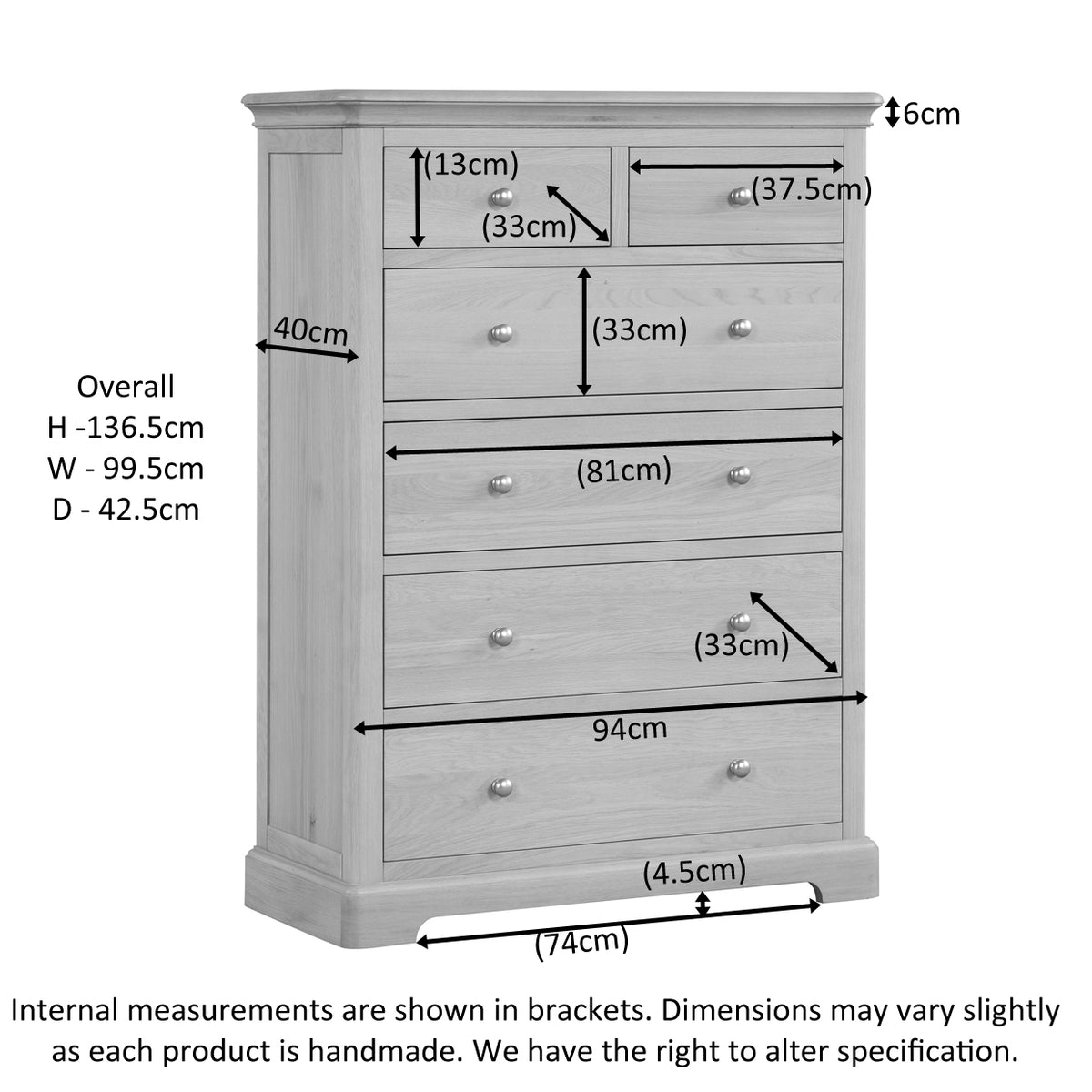 Stretton Oak 2 + 4 Chest - Bridgnorth Furniture