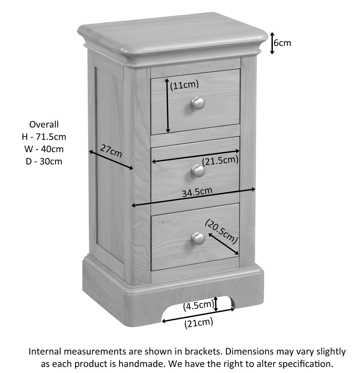 Stretton Oak Compact Bedside Table - Bridgnorth Furniture