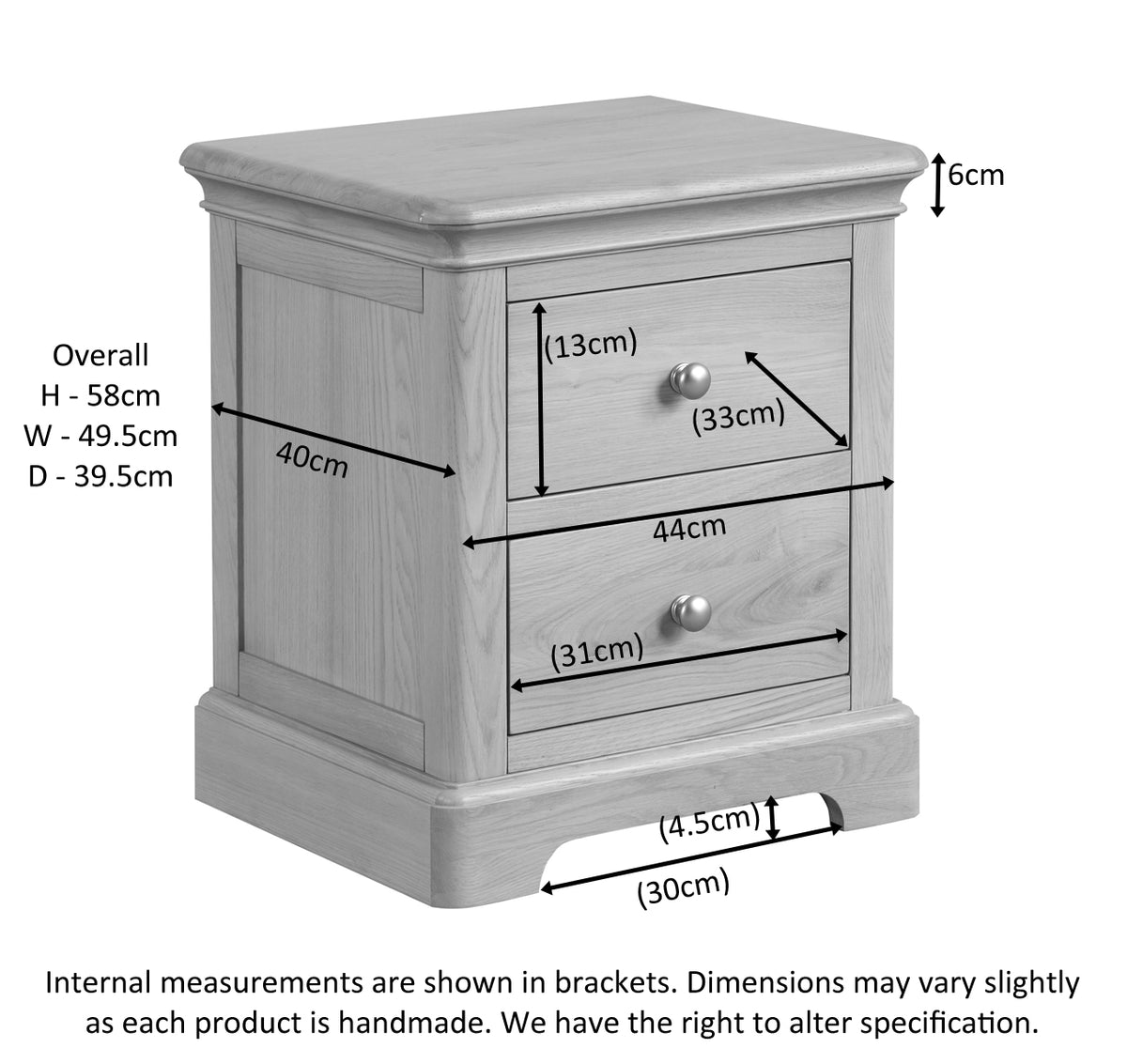 Stretton Oak 2 Drawer Bedside Table - Bridgnorth Furniture