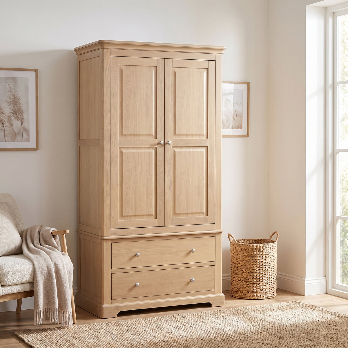 Stretton Oak 2 Drawer Double Wardrobe