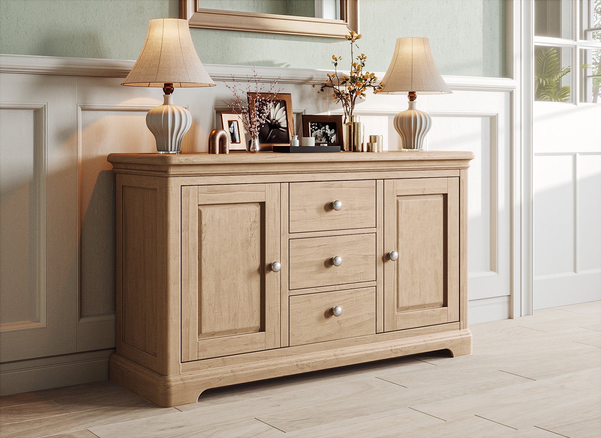 Stretton Oak 2 Door 3 Drawer Sideboard - Bridgnorth Furniture
