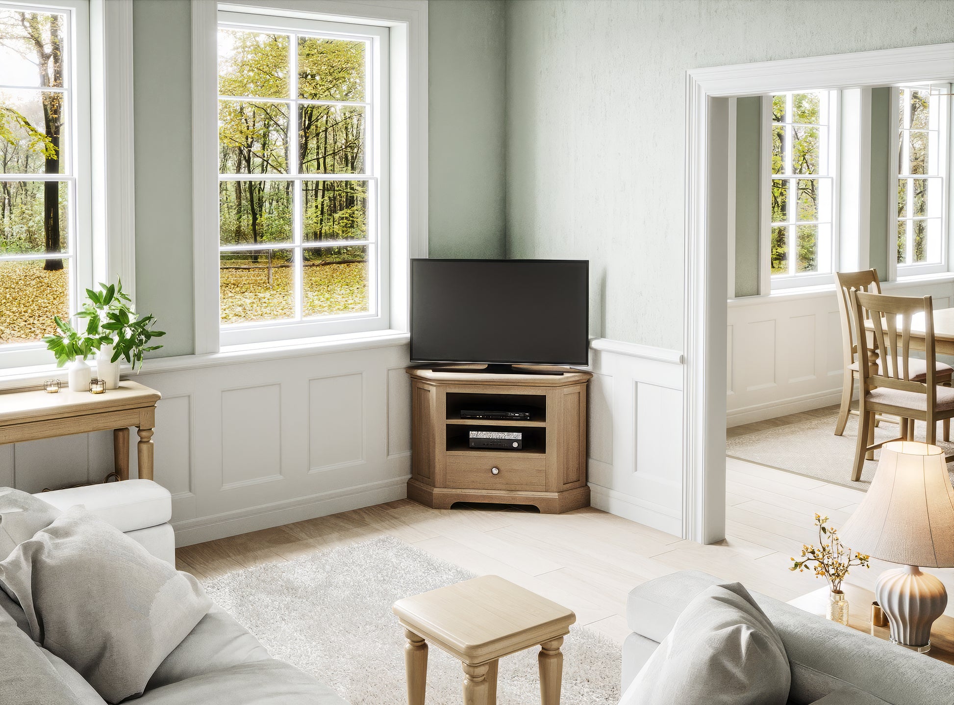 Stretton Oak Corner TV Unit - Bridgnorth Furniture