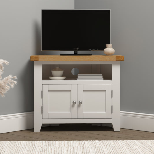 Highley Painted Oak Corner TV Unit - Bridgnorth Furniture
