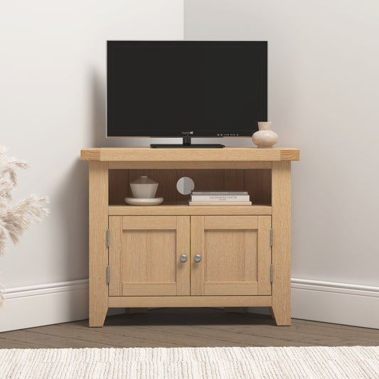Highley Oak Corner TV Unit - Bridgnorth Furniture