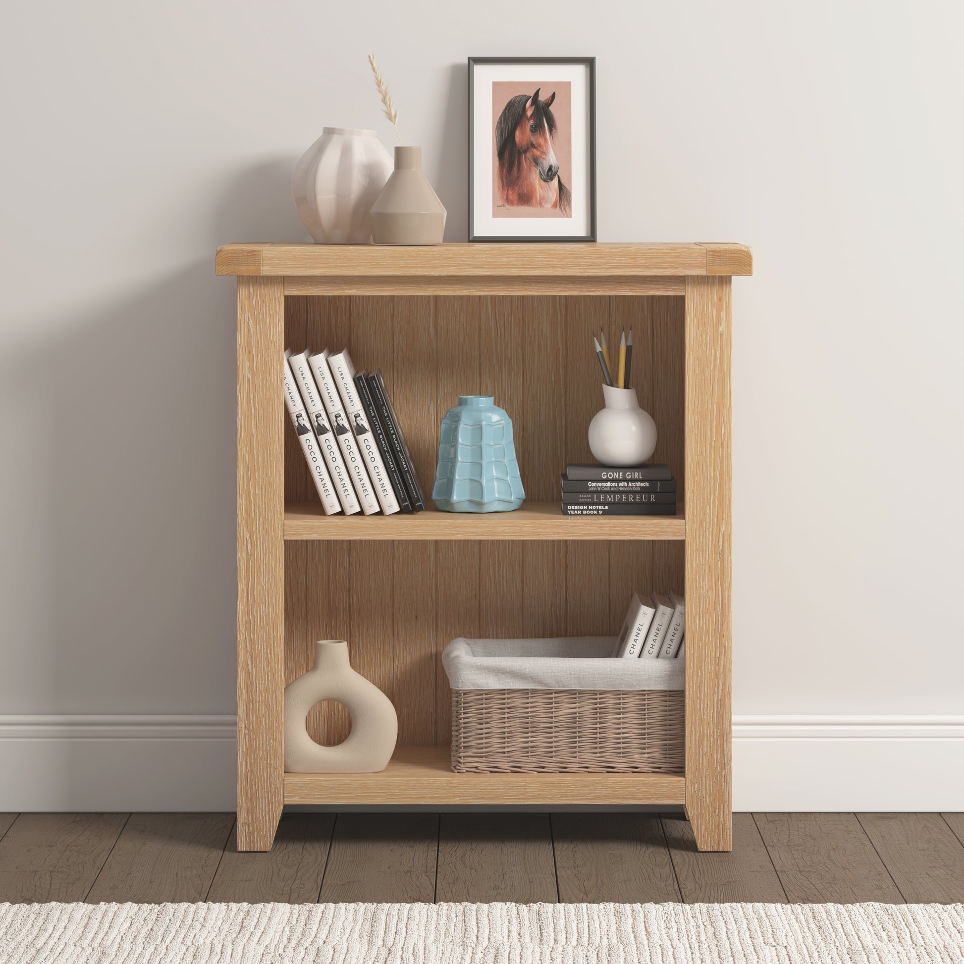 Highley Painted Oak Low Bookcase - Bridgnorth Furniture