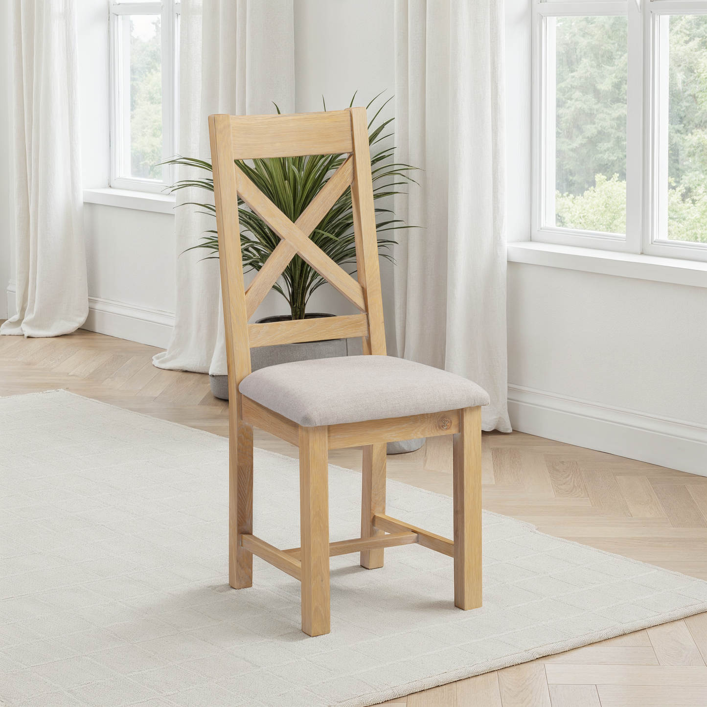 Highley Oak Cross Back Chair (set of two) - Bridgnorth Furniture