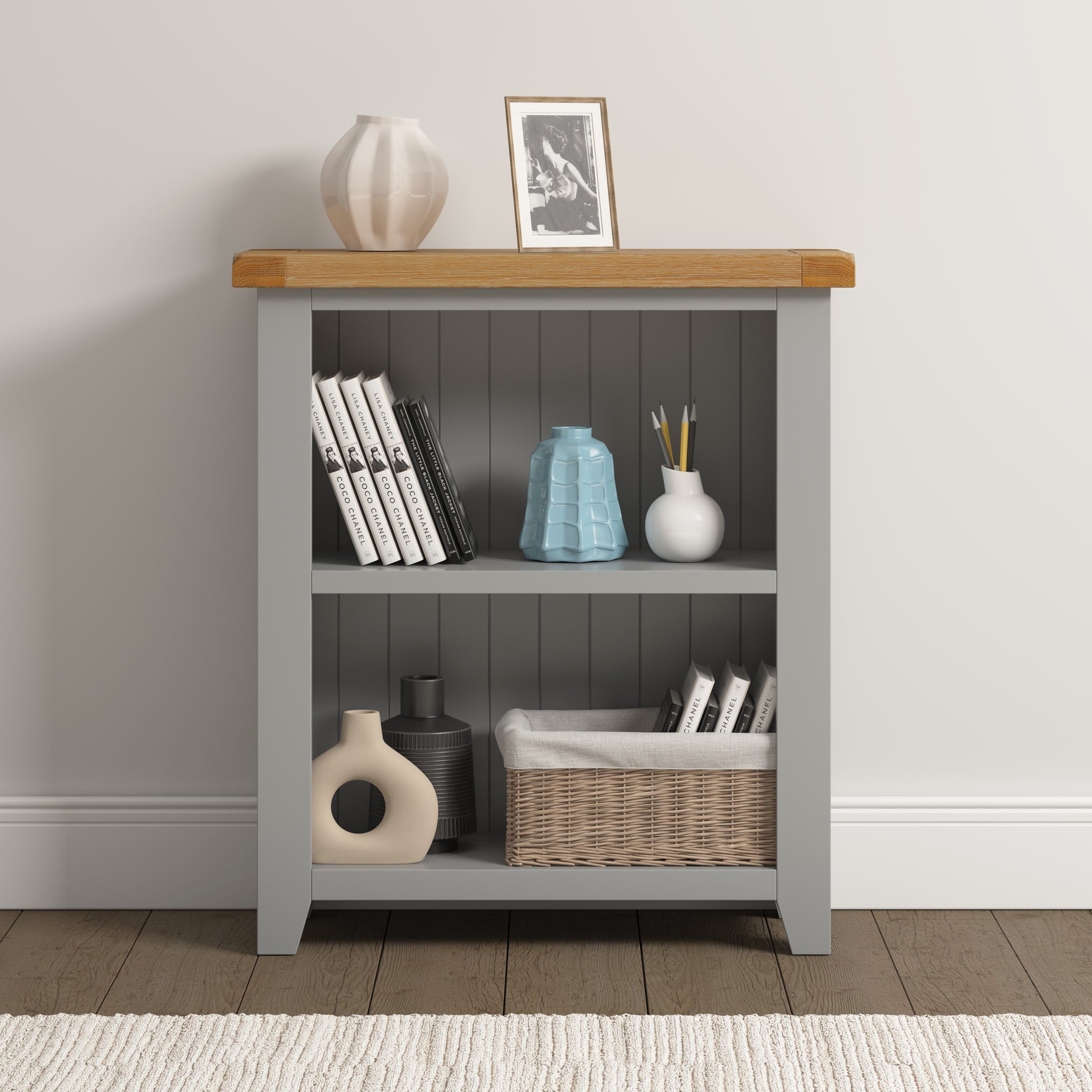 Highley Painted Oak Low Bookcase - Bridgnorth Furniture