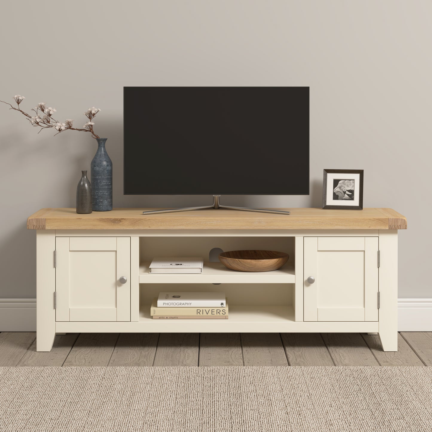 Highley Painted Oak Large TV Unit - Bridgnorth Furniture