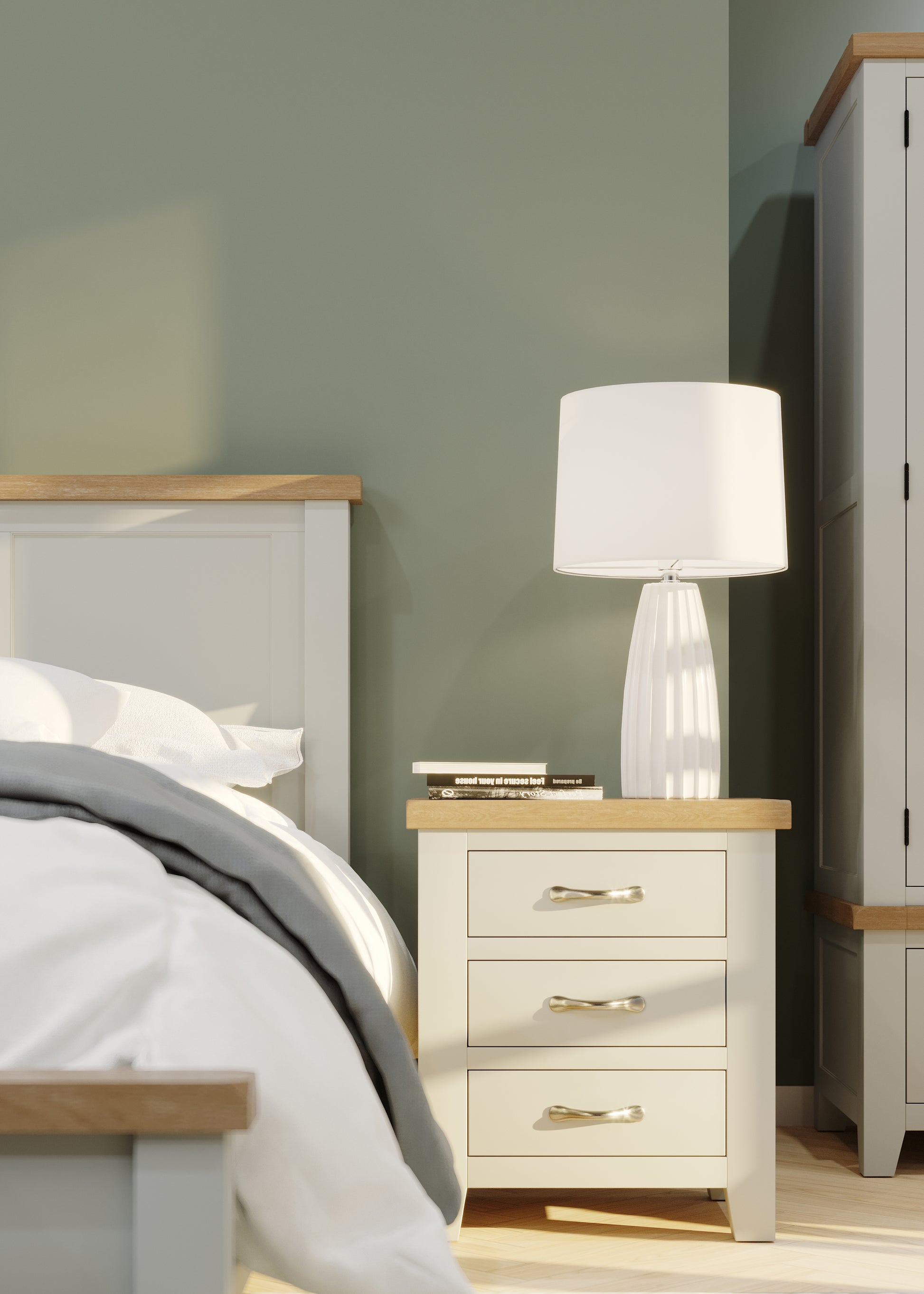Ashford Painted Oak 3 Drawer Bedside - Bridgnorth Furniture