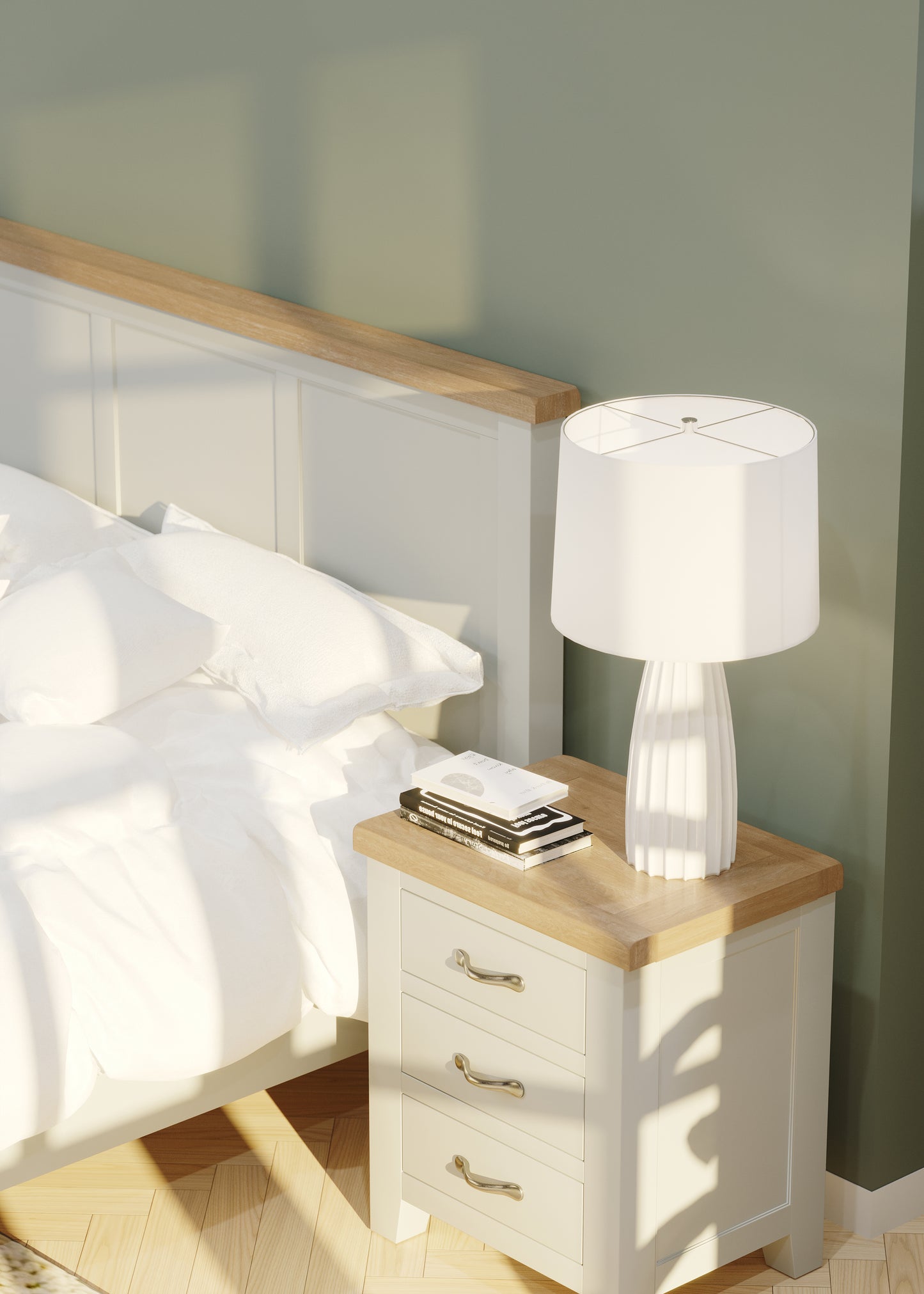 Ashford Painted Oak 3 Drawer Bedside - Bridgnorth Furniture