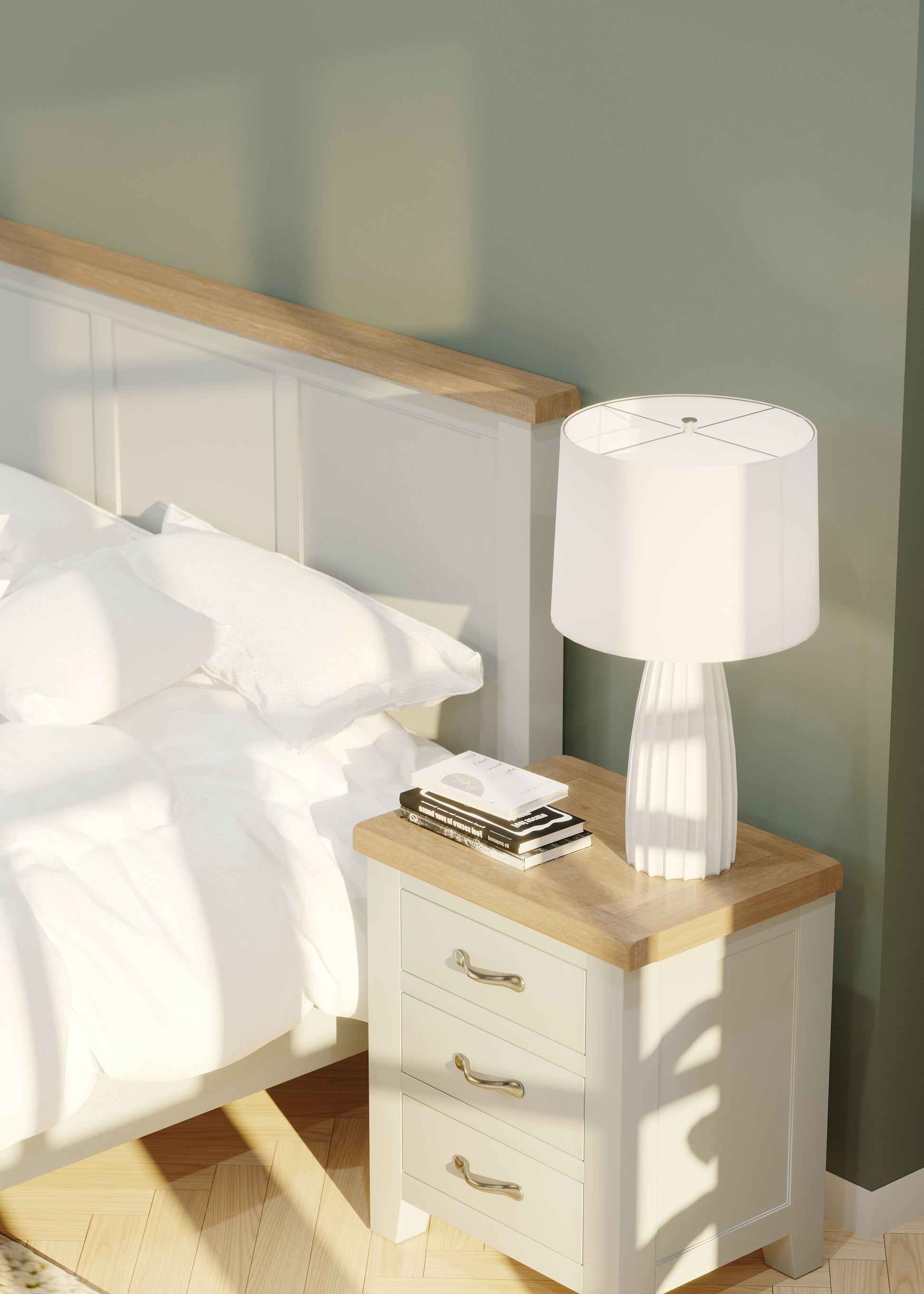 Ashford Painted Oak 3 Drawer Bedside - Bridgnorth Furniture