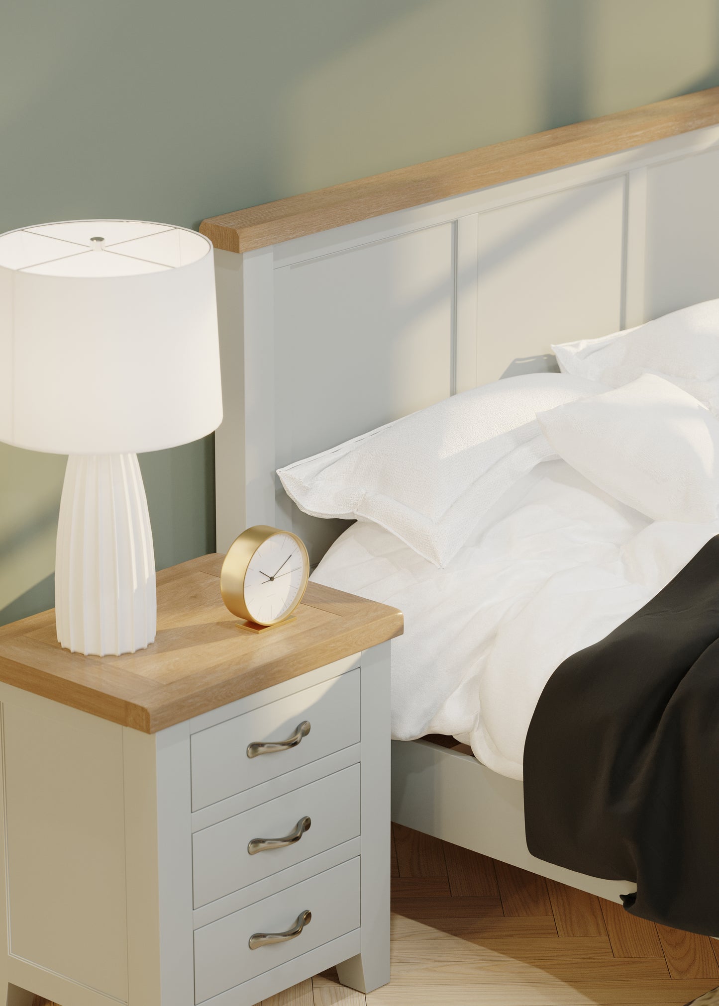 Ashford Painted Oak 3 Drawer Bedside - Bridgnorth Furniture