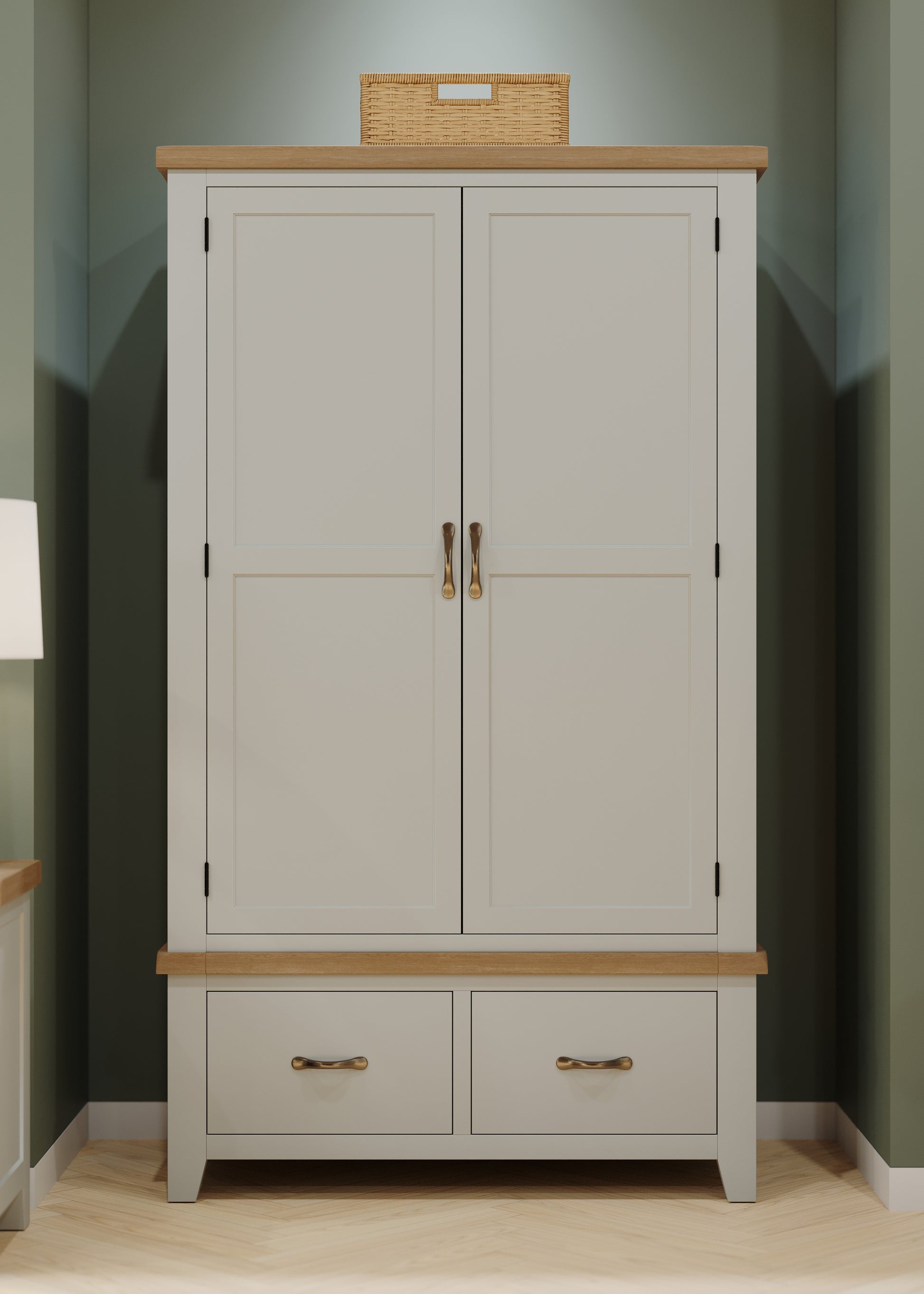 Ashford Painted Oak Gents Wardrobe with 2 Drawers - Bridgnorth Furniture