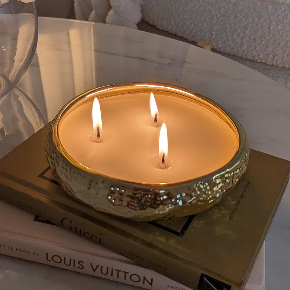 Aeolian 3 Wick Gold Scented Candle - Bridgnorth Furniture