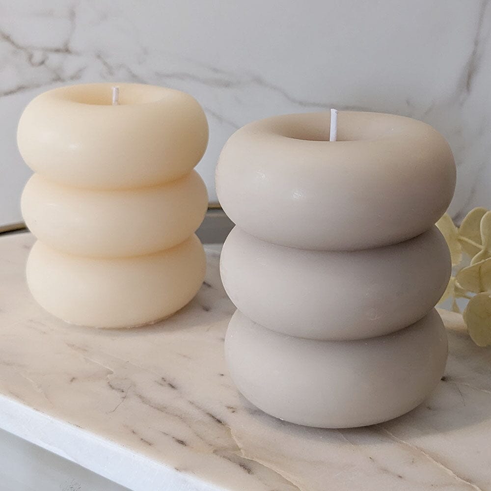 Amelia Taupe Mini 3 Tiered Candle - Bridgnorth Furniture