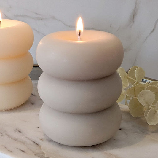 Amelia Taupe Mini 3 Tiered Candle - Bridgnorth Furniture