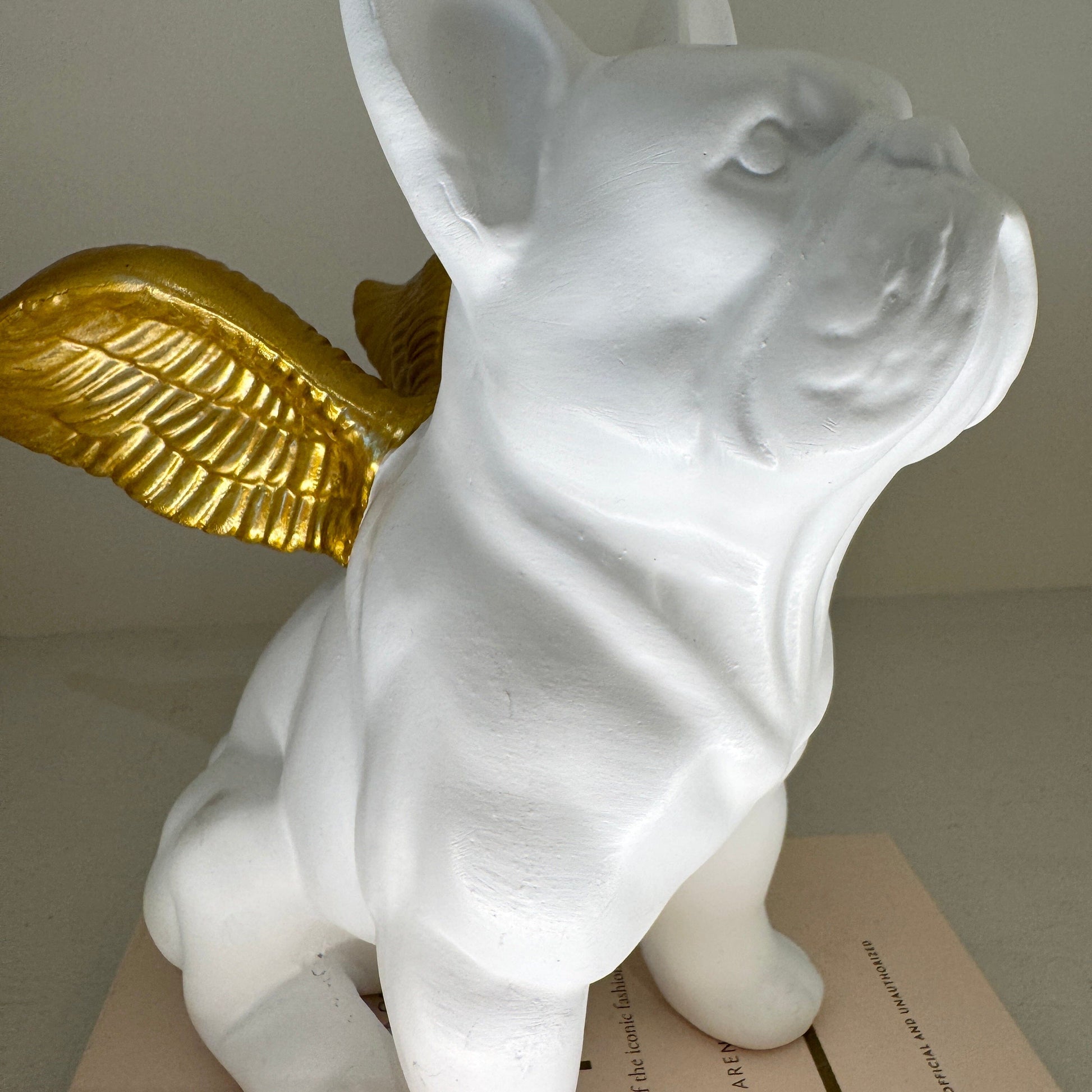Angel White & Gold French Bull Dog Decorative Ornament - Bridgnorth Furniture
