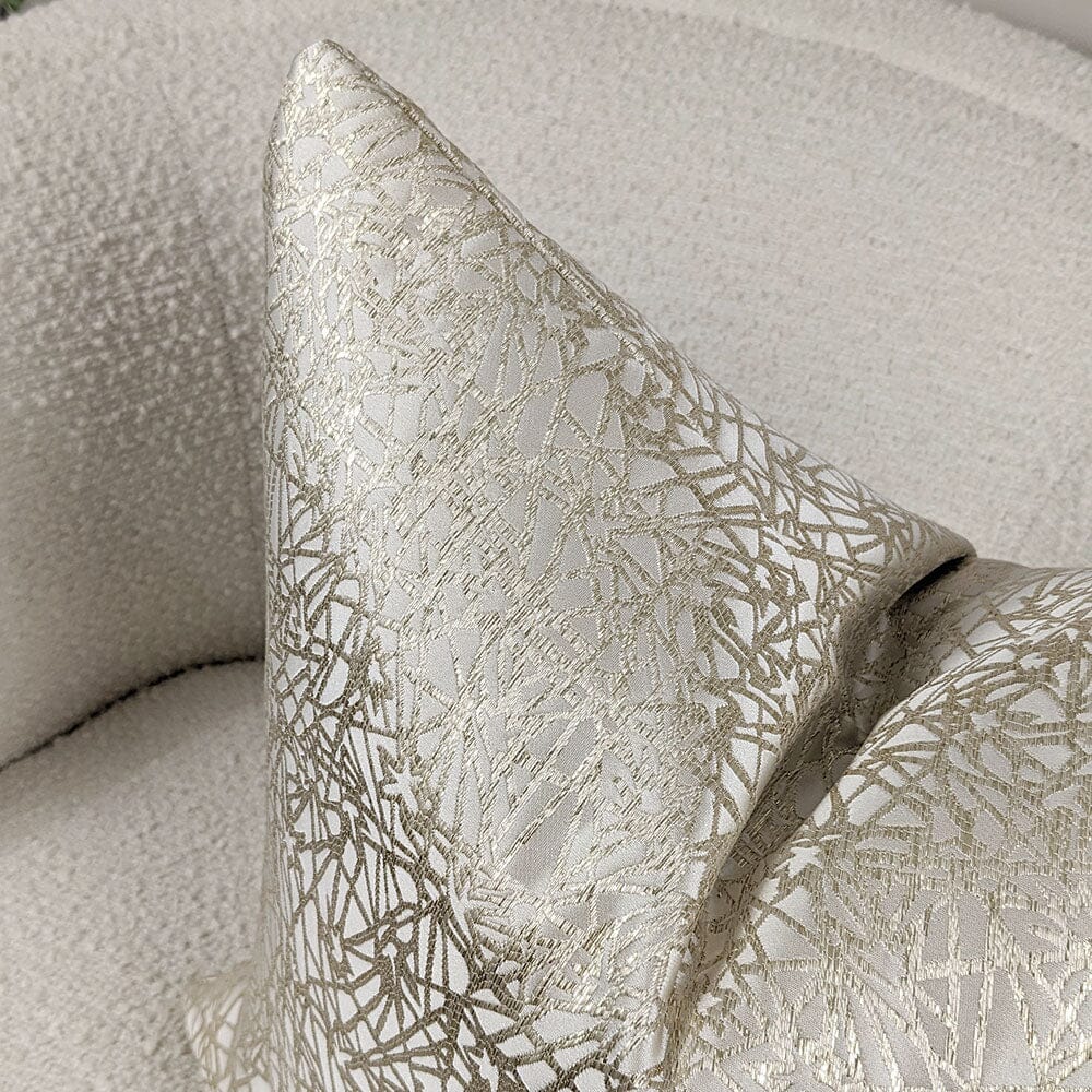 Arya Cream & Gold Geometric Print Cushion - 50x50cm - Bridgnorth Furniture