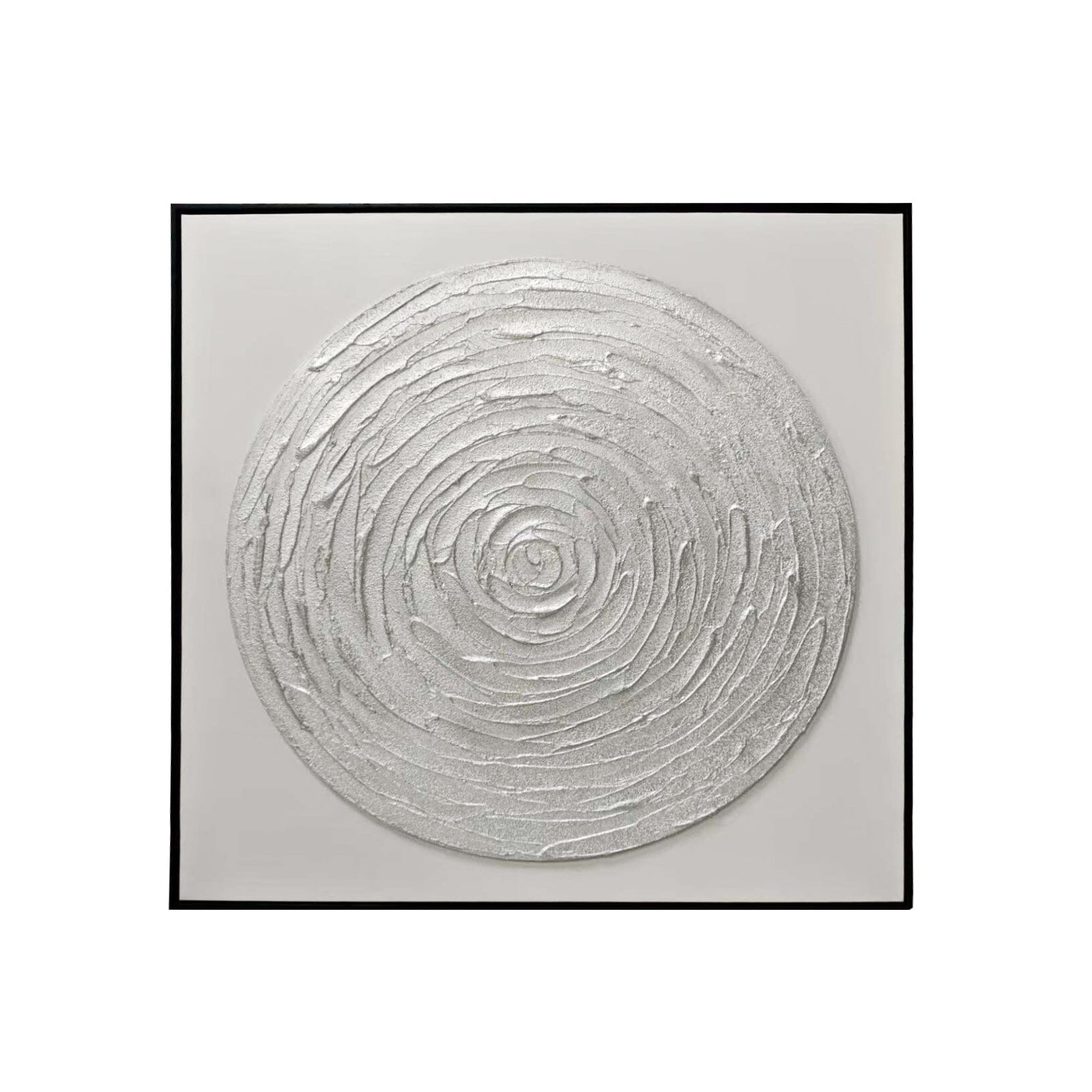 Astratto Silver Textured Circle Canvas Wall Art with Black Frame - Bridgnorth Furniture