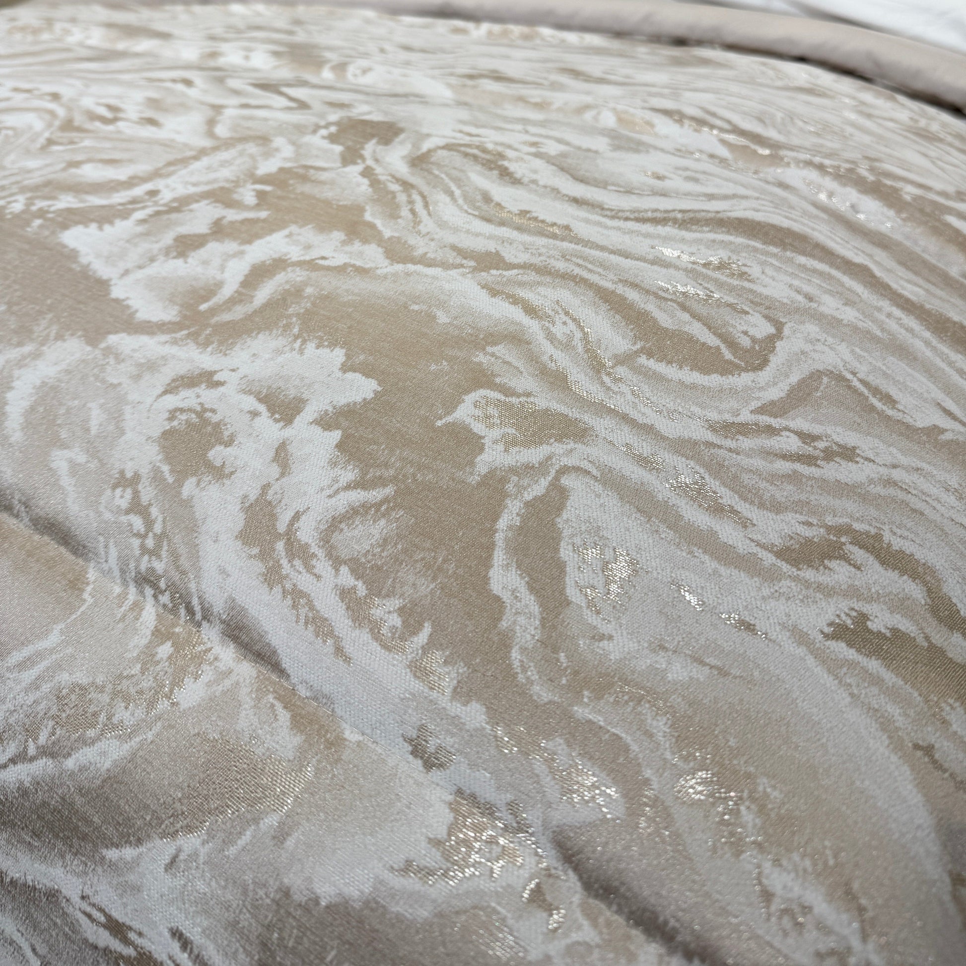 Aurora Luxury Cream & Taupe Marble Effect Bedspread - Bridgnorth Furniture