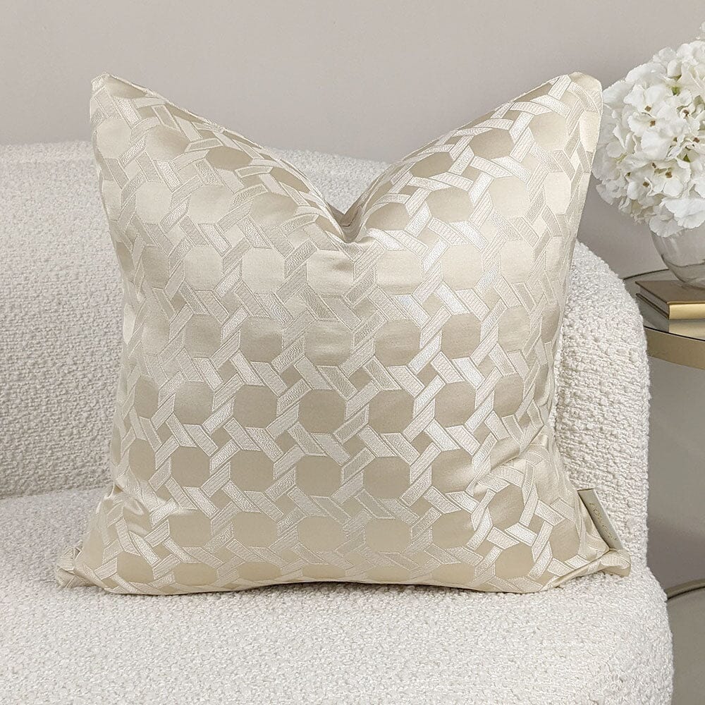 Aylin Gold Geometric Print Cushion - 45x45cm - Bridgnorth Furniture