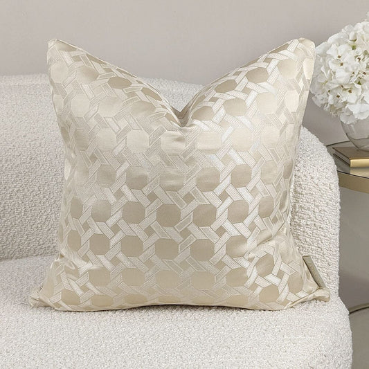 Aylin Gold Geometric Print Cushion - 45x45cm - Bridgnorth Furniture