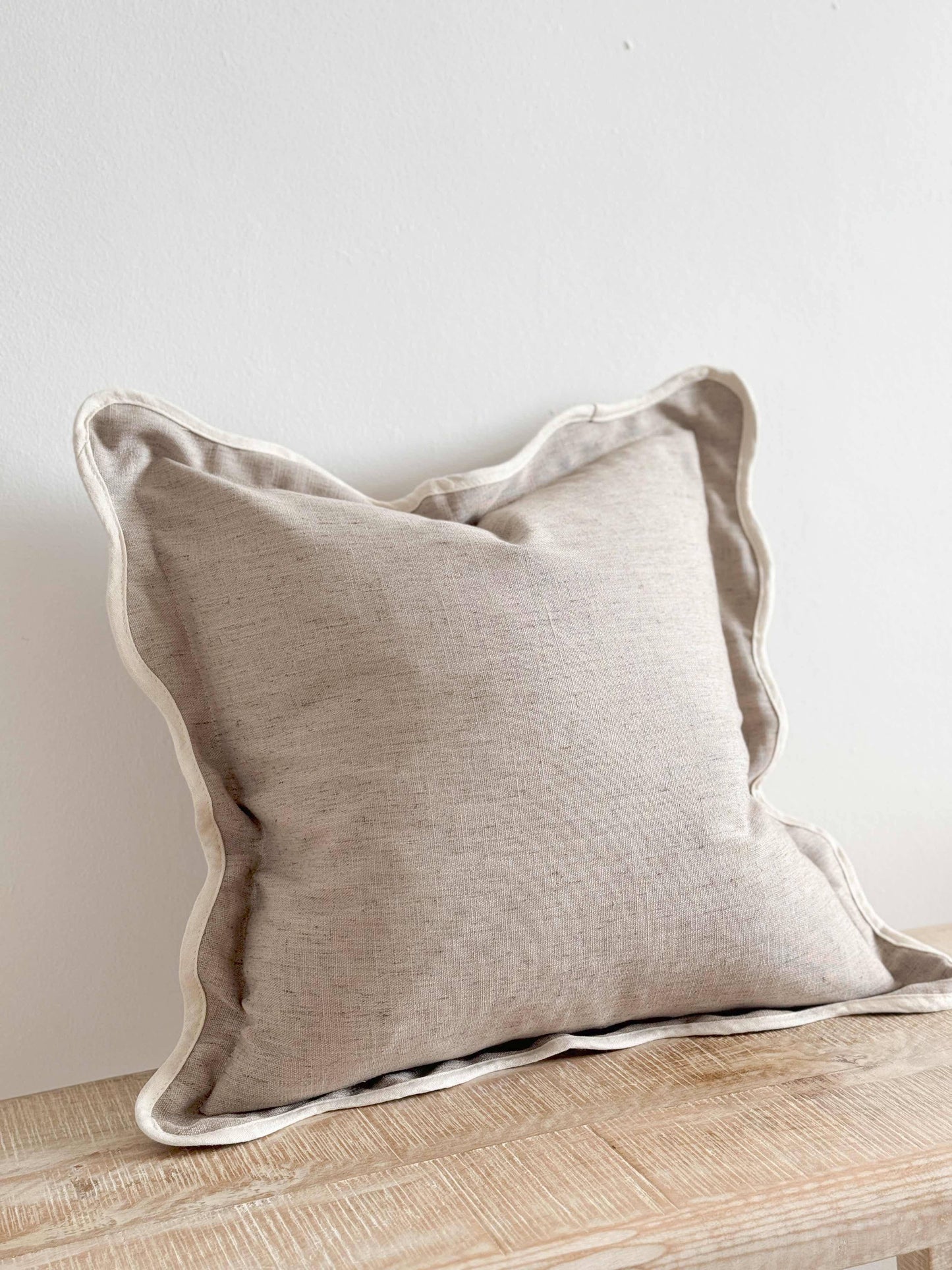 Chloe Greige Scalloped 45x45 - Linen Blend - Bridgnorth Furniture