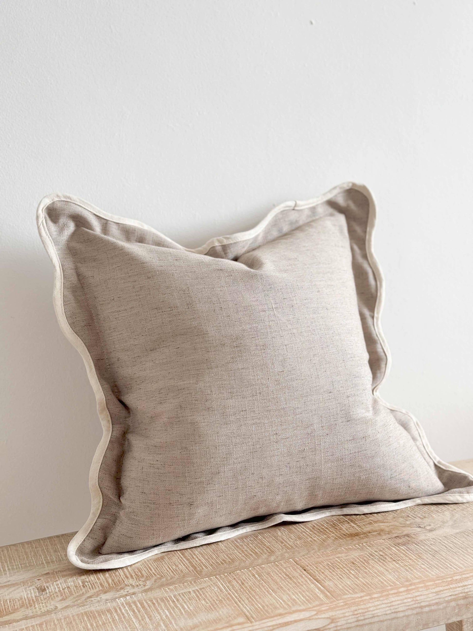 Chloe Greige Scalloped 45x45 - Linen Blend - Bridgnorth Furniture