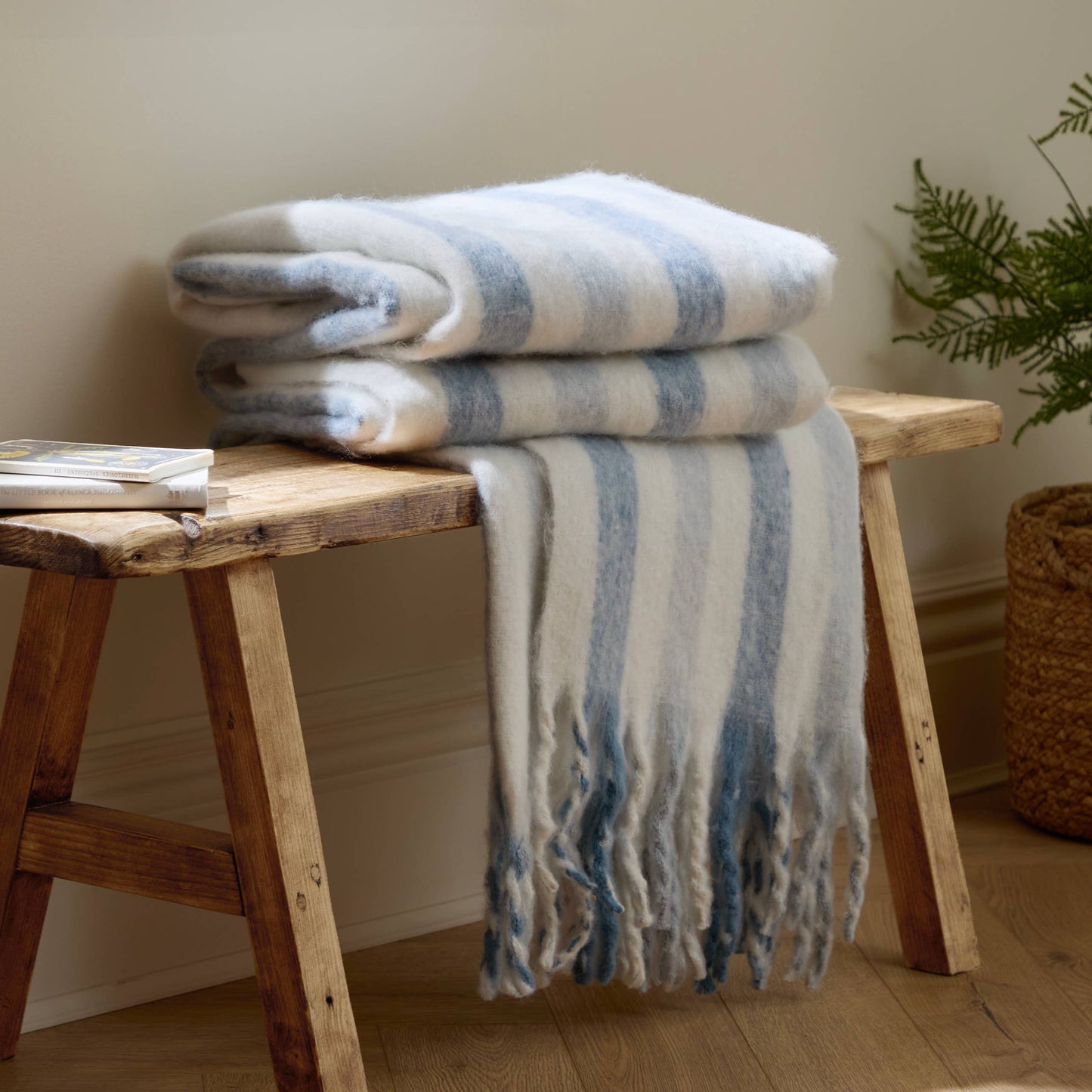 Beechwood Woven Stripe Throw Sky Blue - Bridgnorth Furniture