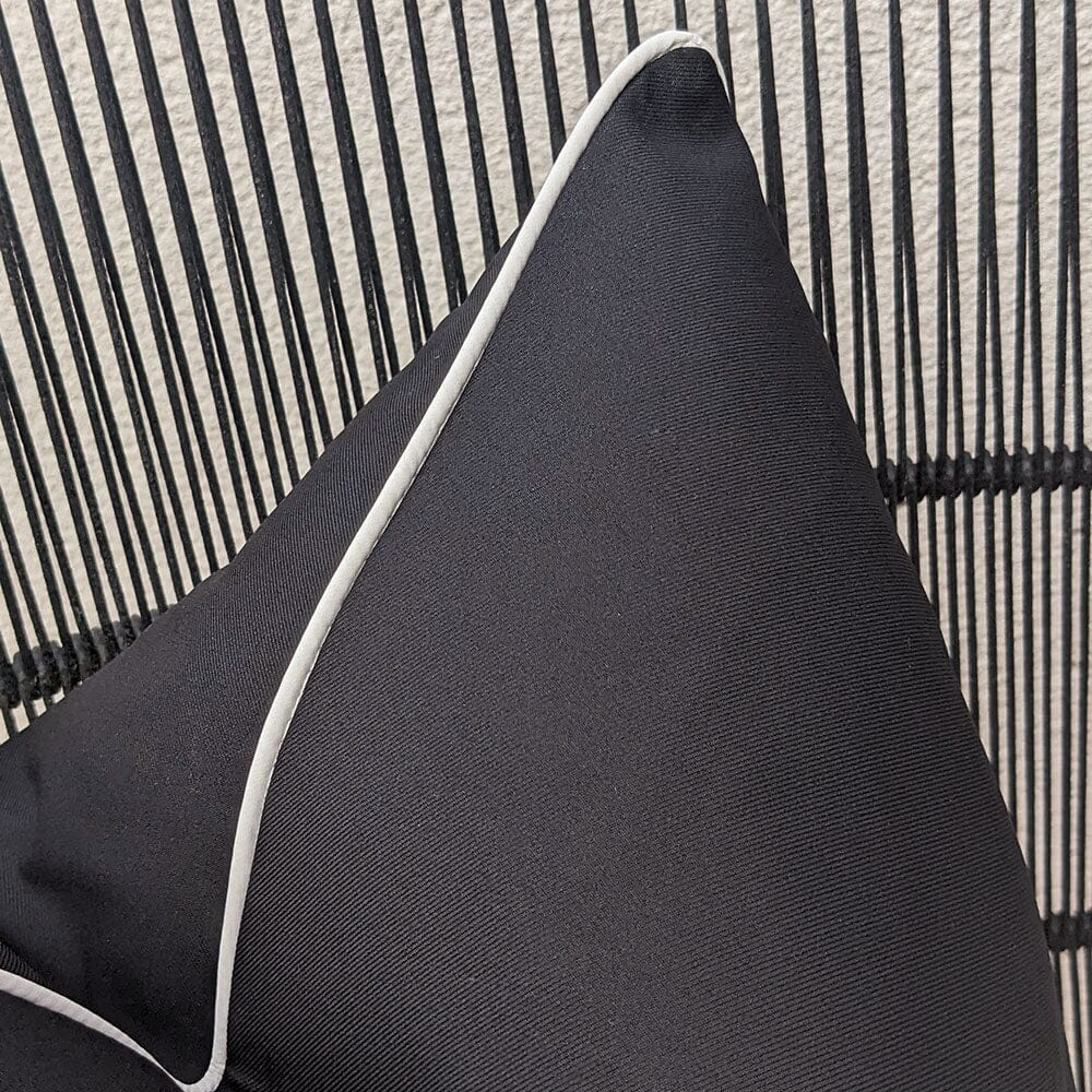 Black Outdoor Cushion with Cream Piping - 43 x 43cm - Bridgnorth Furniture
