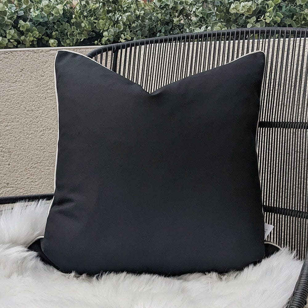 Black Outdoor Cushion with Cream Piping - 43 x 43cm - Bridgnorth Furniture
