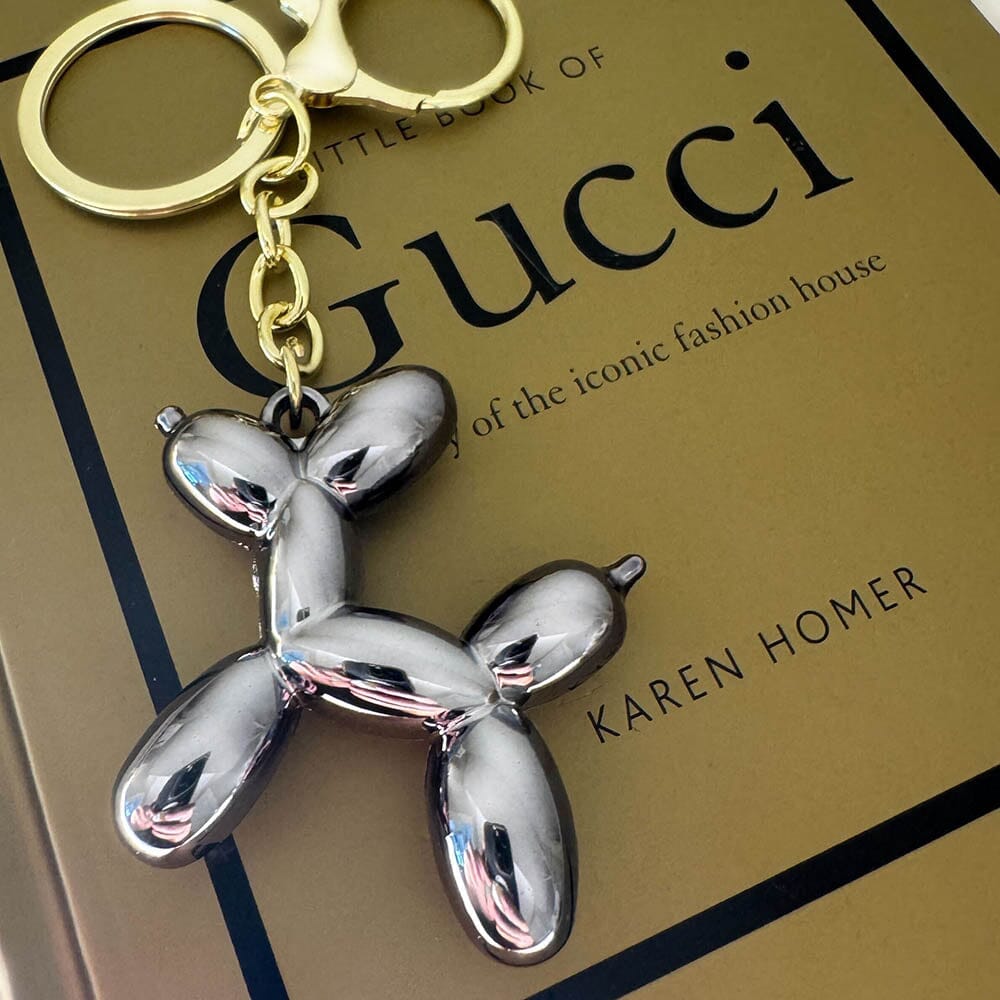 Black Pearlescent Balloon Dog Keyring - Bridgnorth Furniture