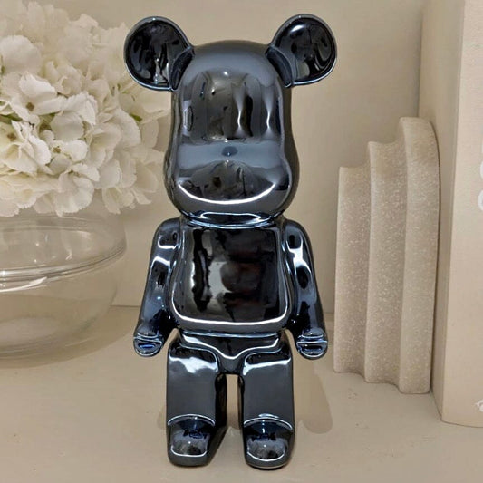 Black Pearlescent Standing Bear Ornament - Bridgnorth Furniture