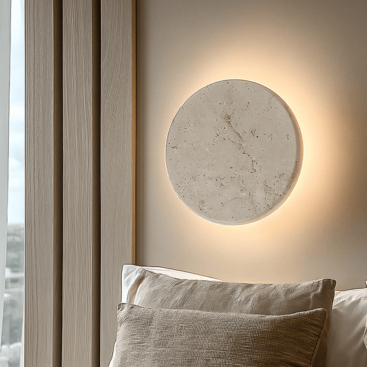 Blanco Medium Round Marble Backlit Wall Light - Bridgnorth Furniture