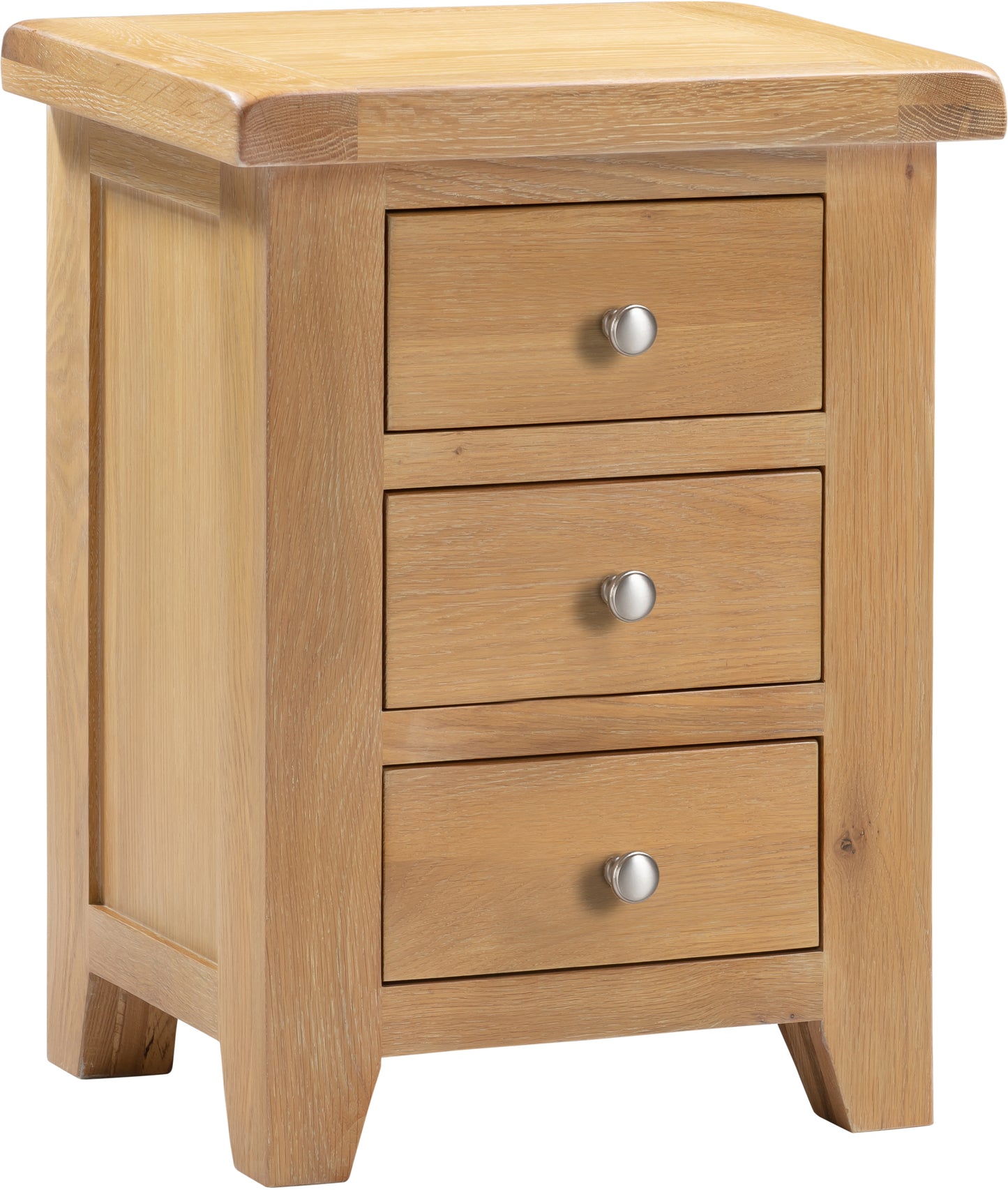 Highley Oak 3 Drawer Bedside Table - Bridgnorth Furniture