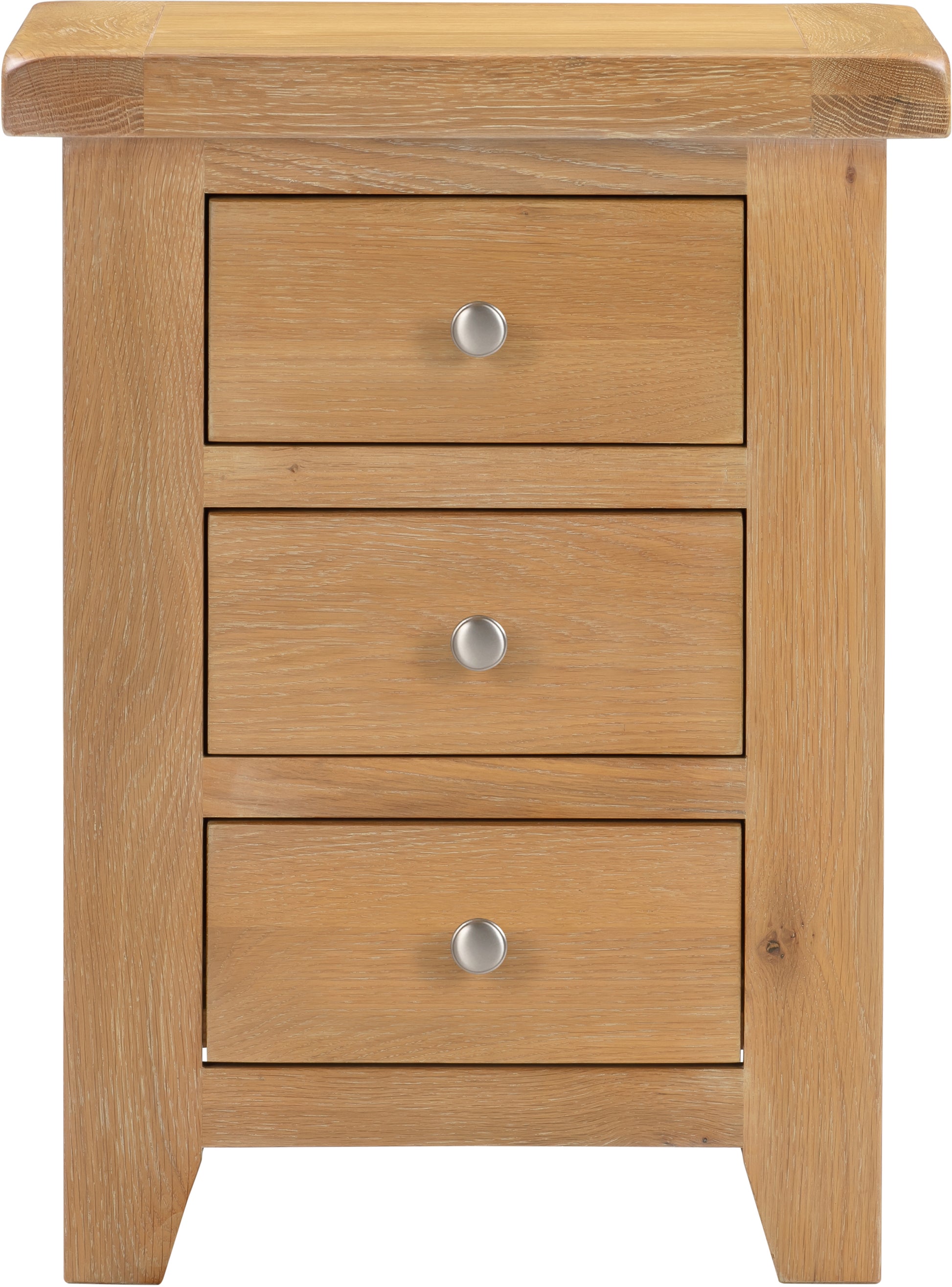Highley Oak 3 Drawer Bedside Table - Bridgnorth Furniture