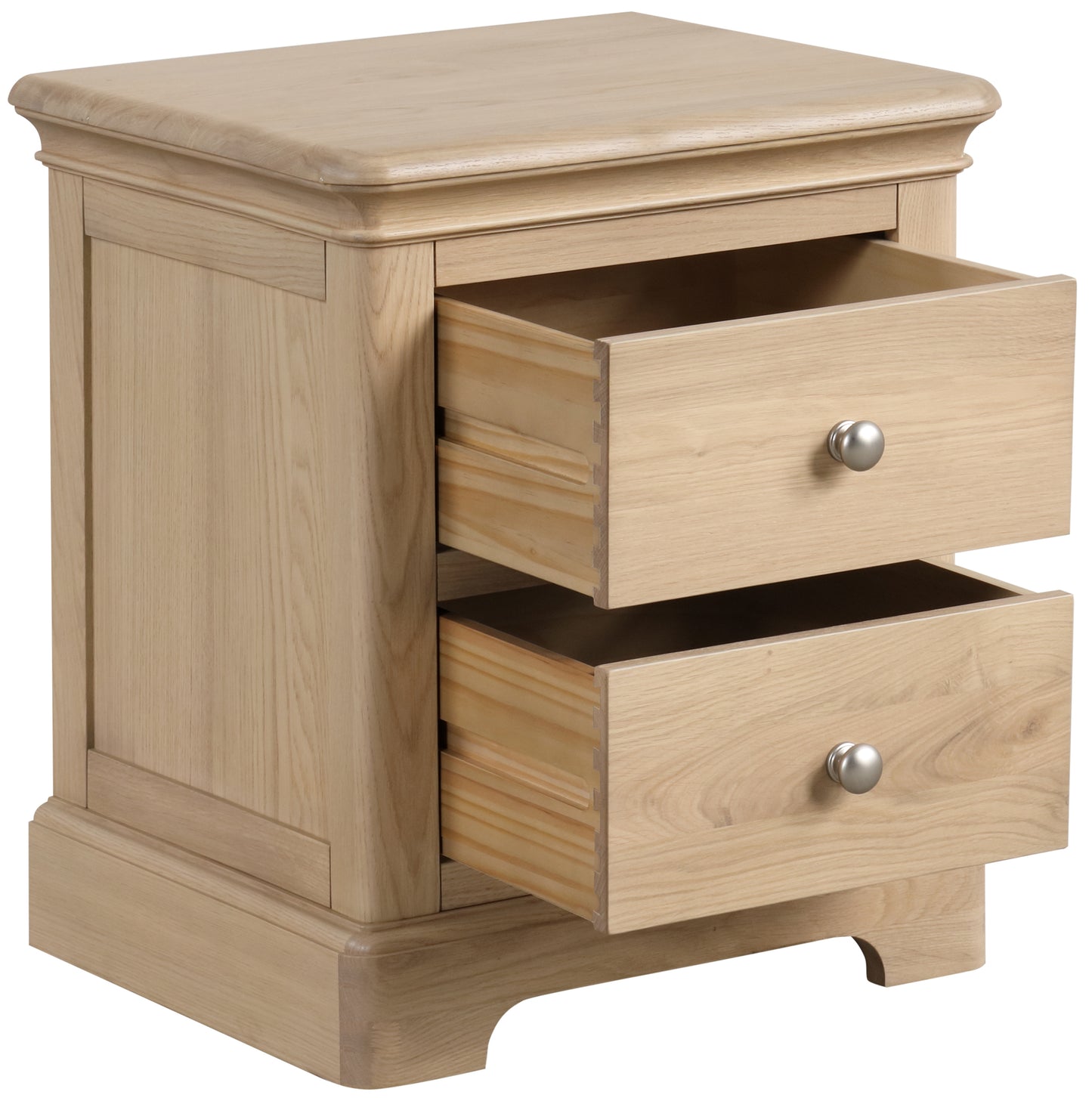 Stretton Oak 2 Drawer Bedside Table - Bridgnorth Furniture