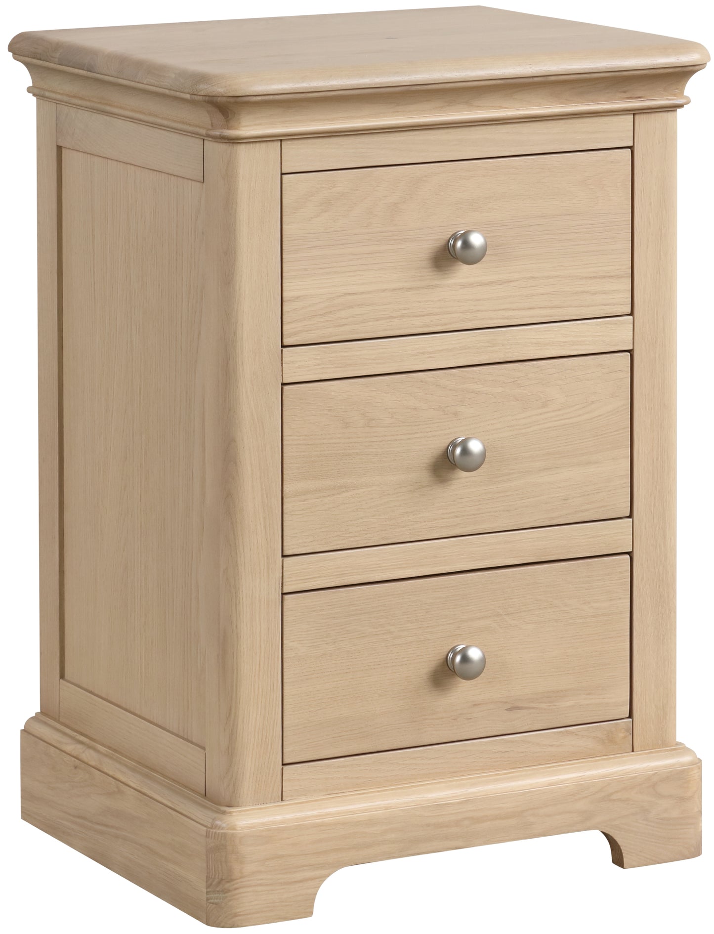 Stretton Oak 3 Drawer Bedside Table - Bridgnorth Furniture