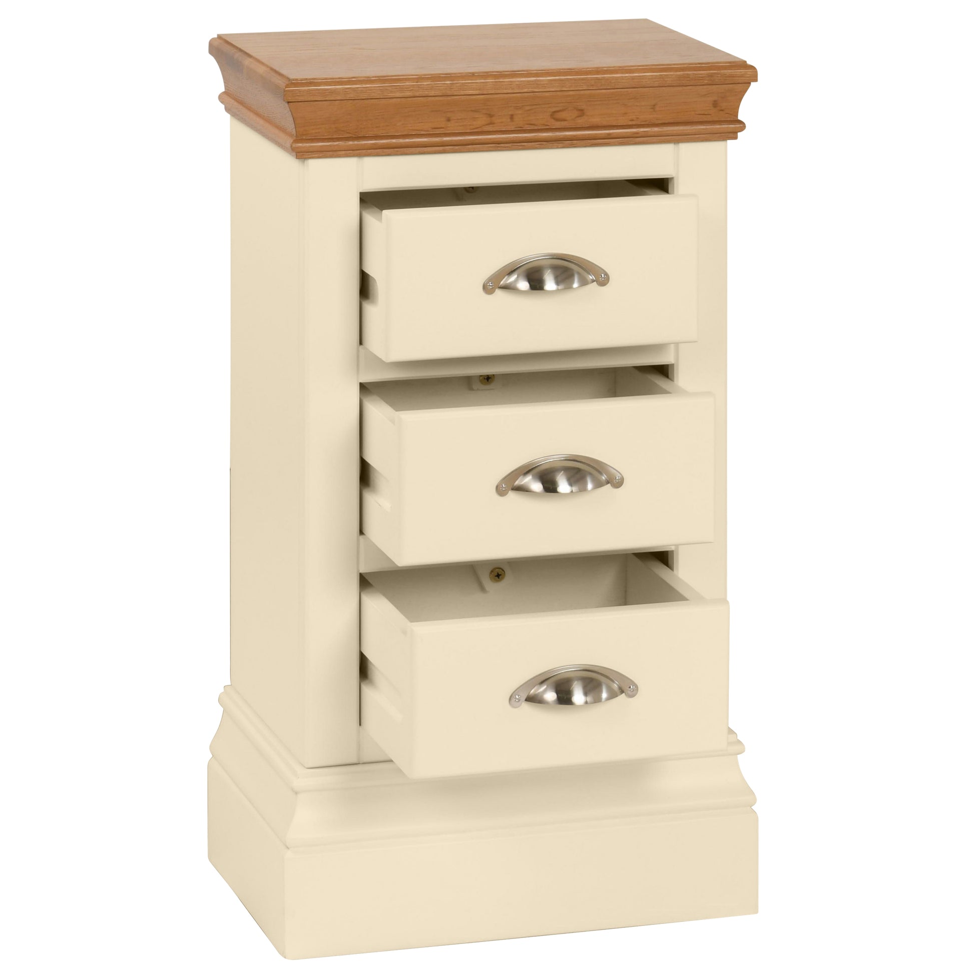 Albrighton Painted Oak Compact 3 Drawer Bedside - Bridgnorth Furniture