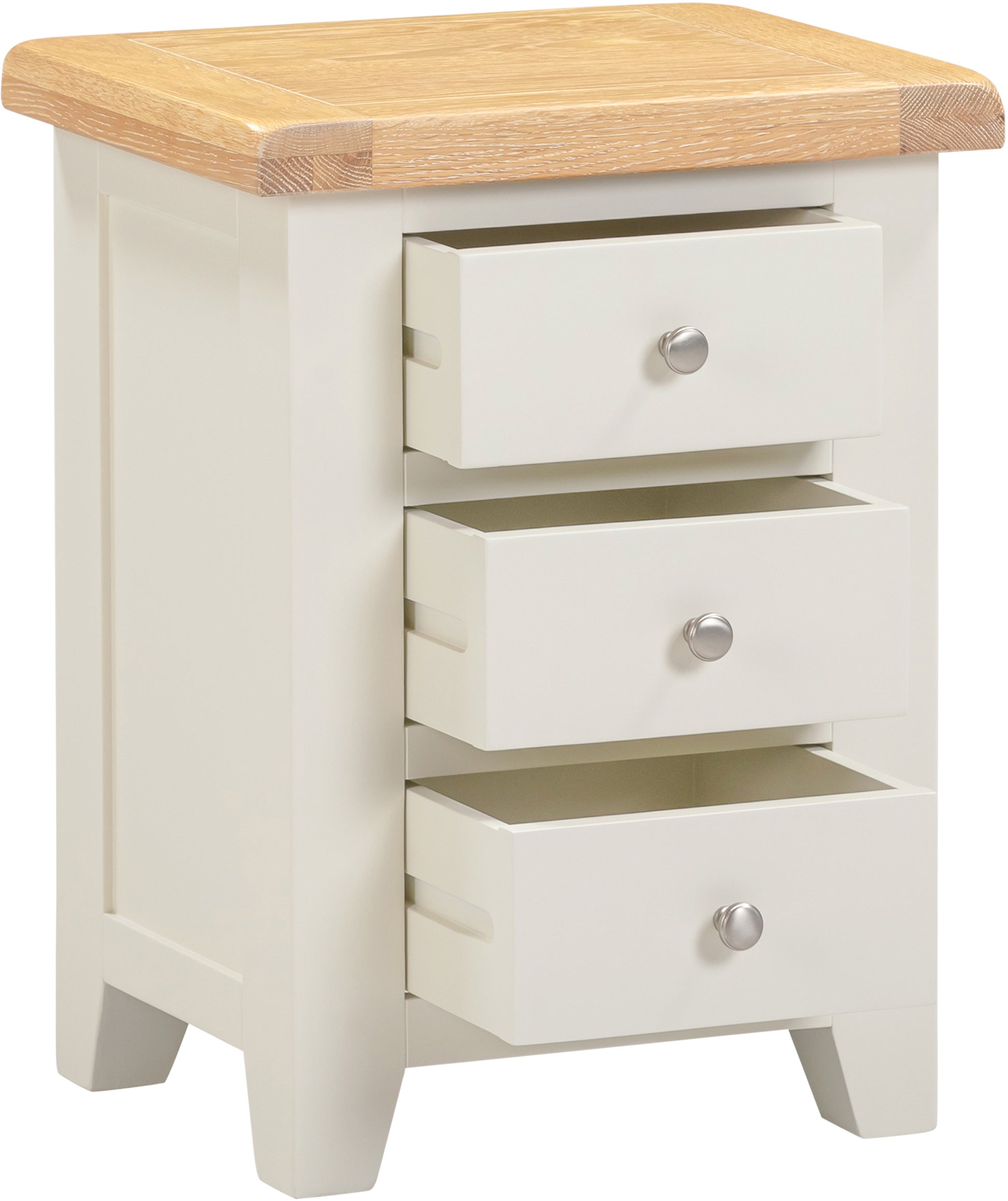 Highley Painted  Oak 3 Drawer Bedside Table - Bridgnorth Furniture