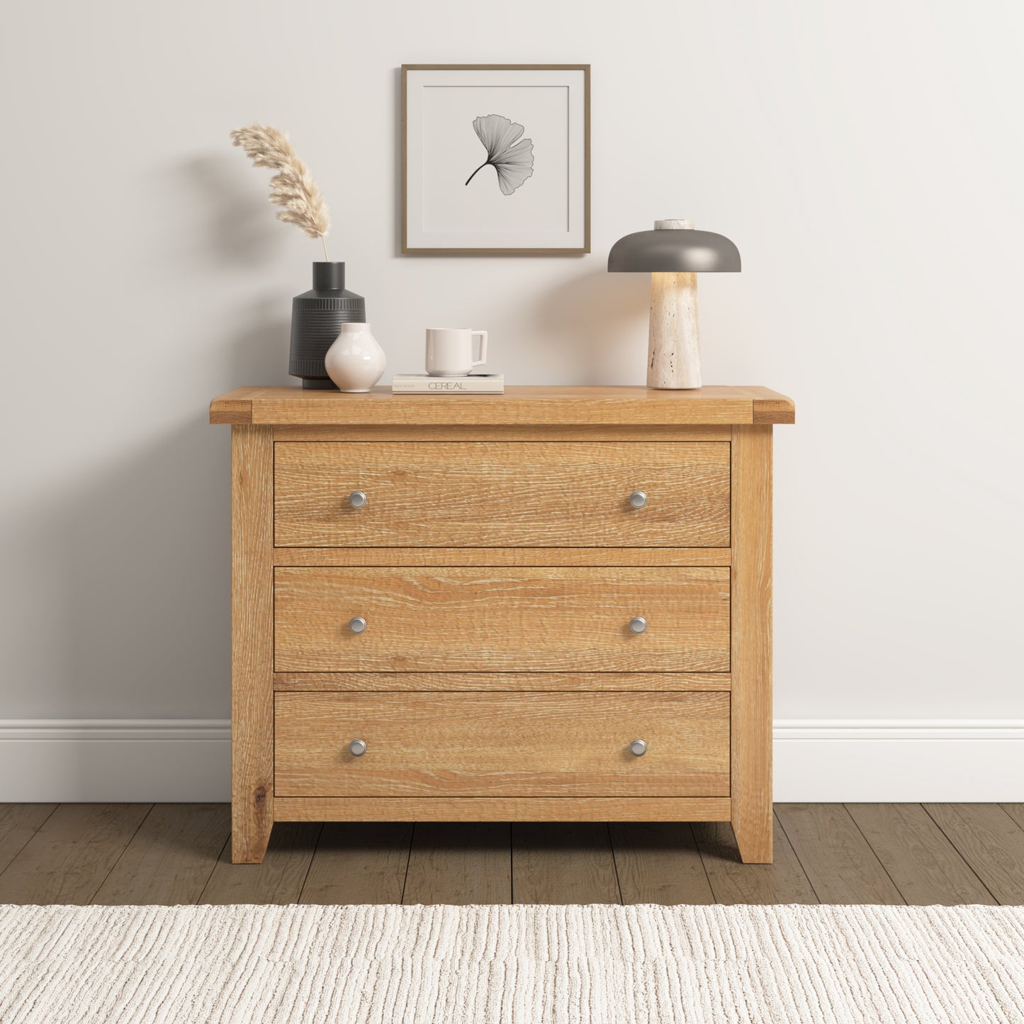 Highley Oak 3 Drawer Chest - Bridgnorth Furniture