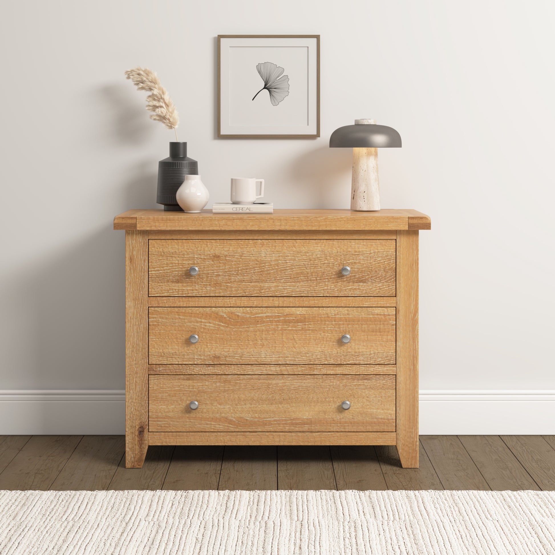 Highley Oak 3 Drawer Chest - Bridgnorth Furniture