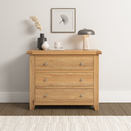Highley Oak 3 Drawer Chest - Bridgnorth Furniture