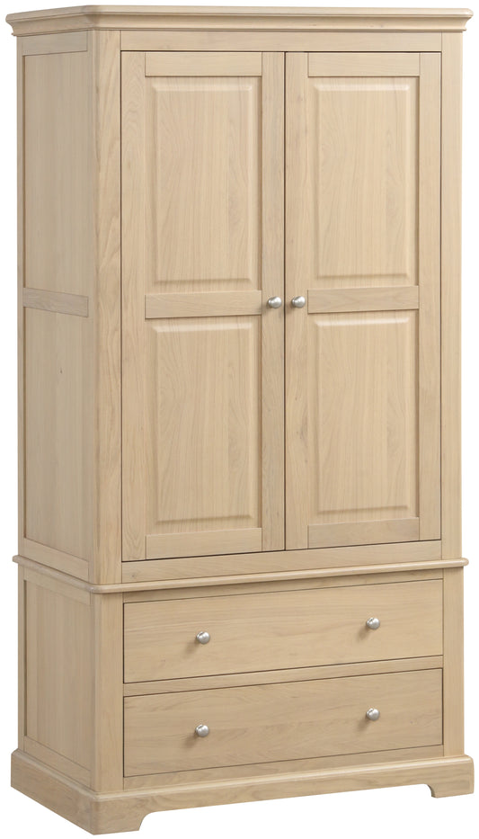 Stretton Oak 2 Drawer Double Wardrobe - Bridgnorth Furniture