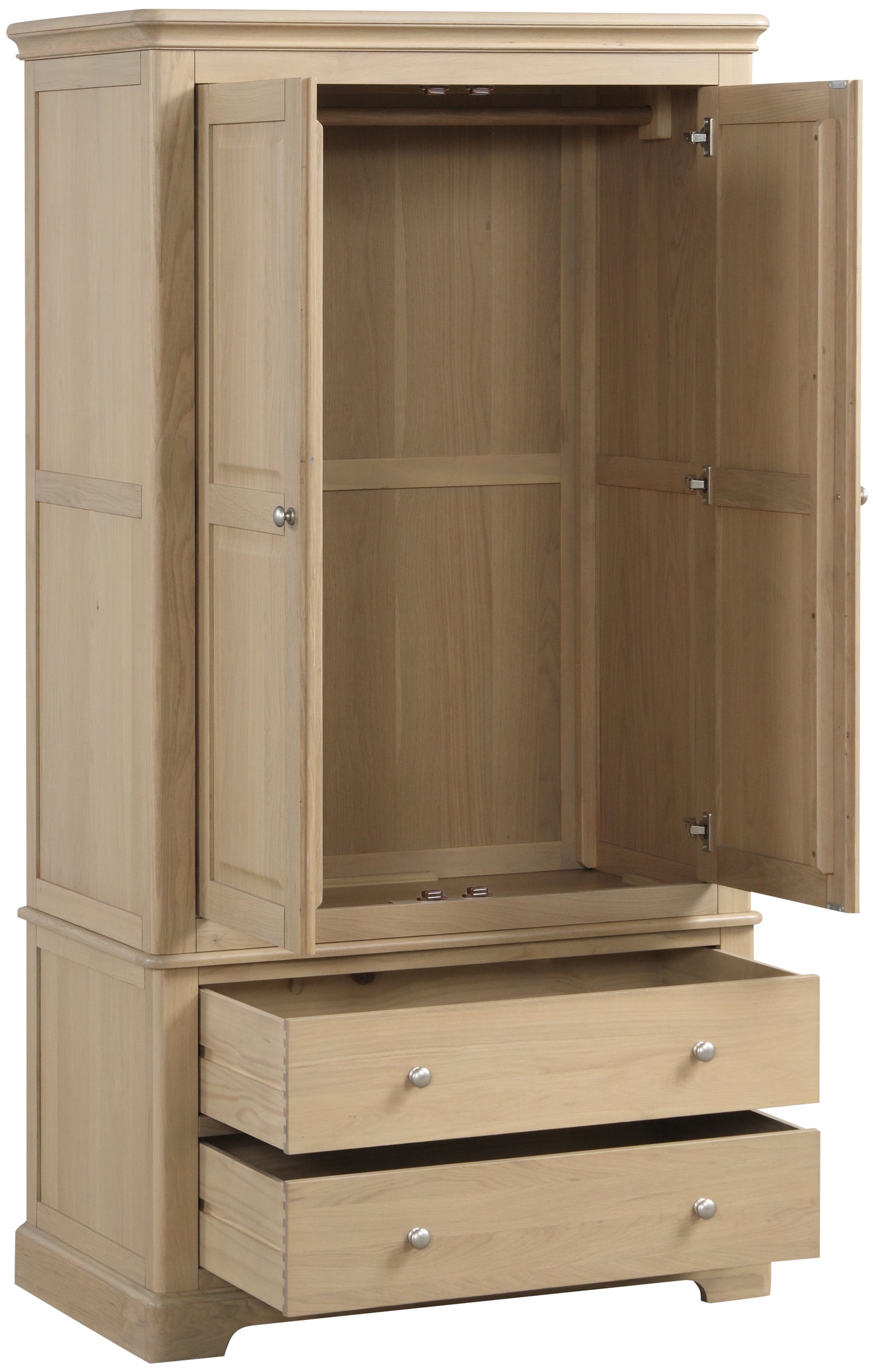 Stretton Oak 2 Drawer Double Wardrobe - Bridgnorth Furniture