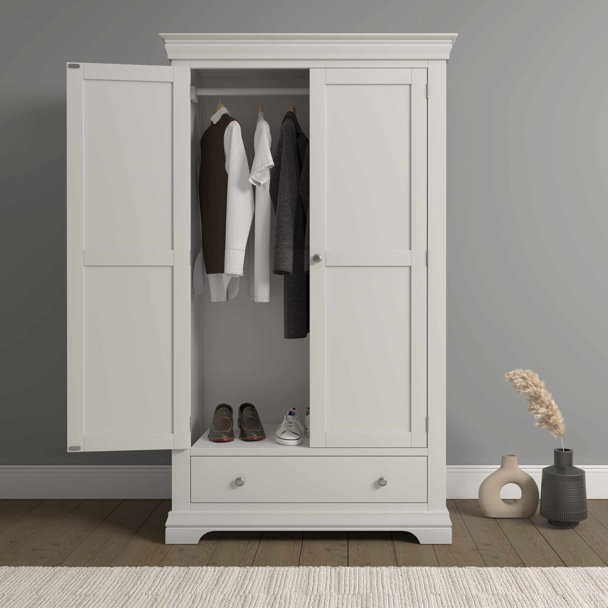 Asterley Double Wardrobe with Drawer - Bridgnorth Furniture