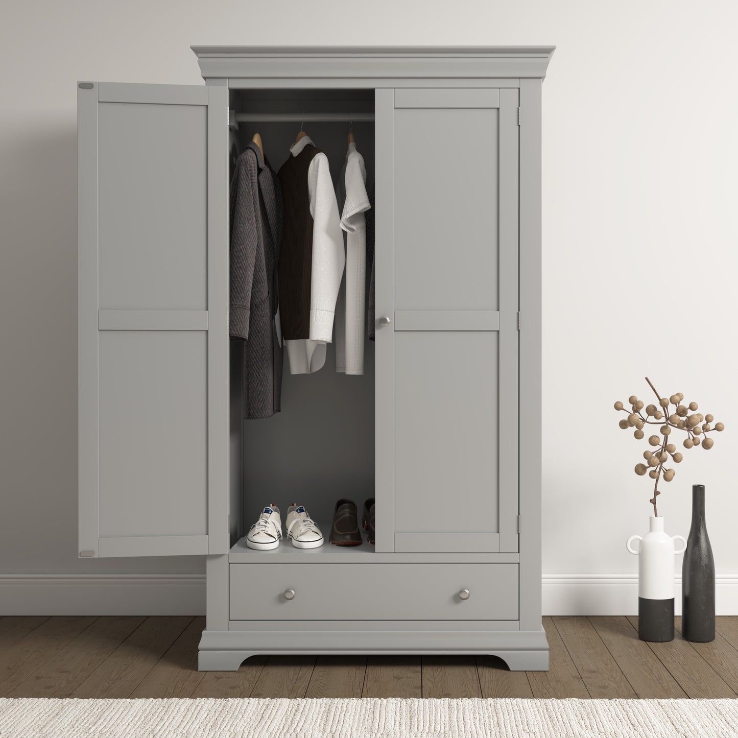Asterley Double Wardrobe with Drawer - Bridgnorth Furniture
